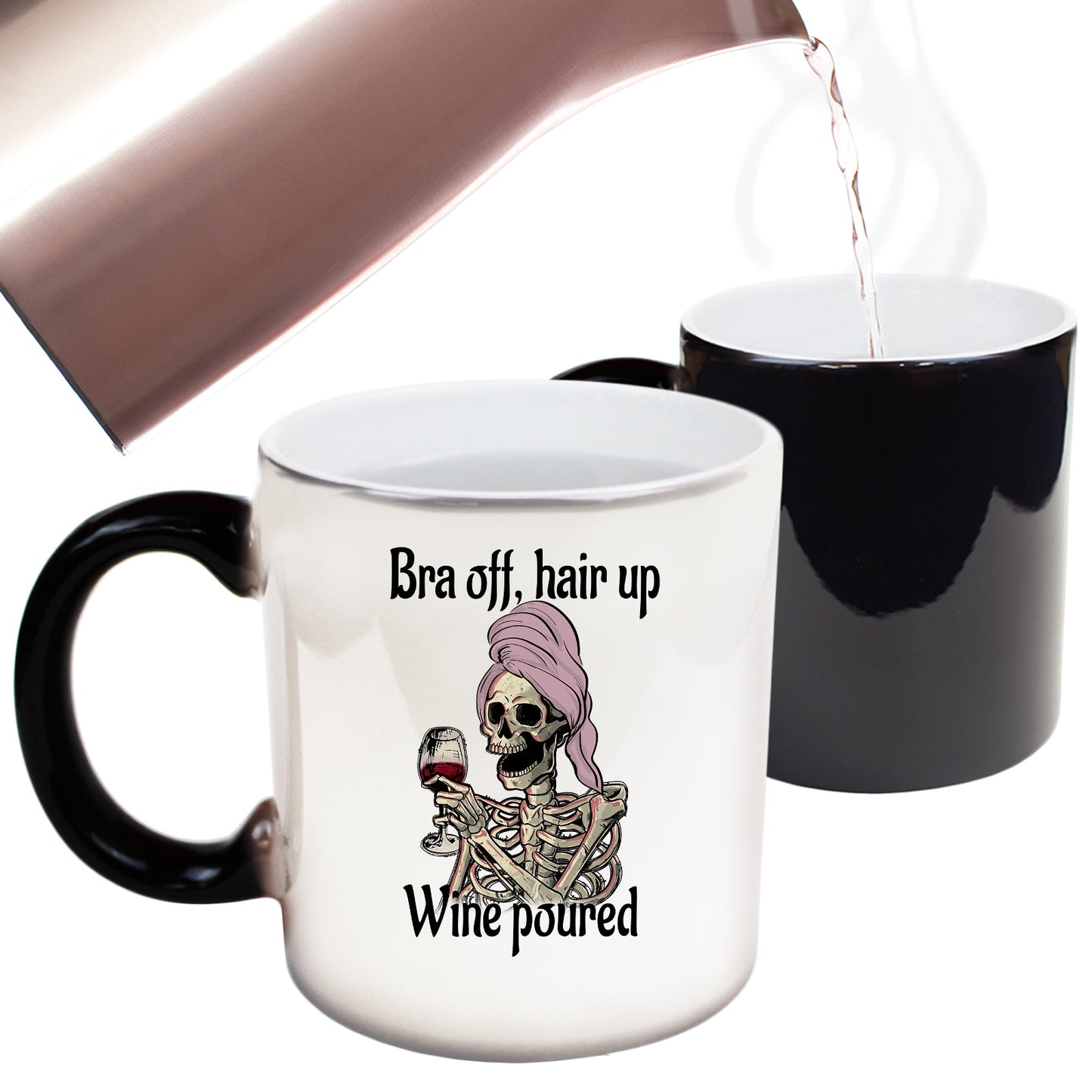 Bra Off Hair Up Wine Poured Drinking Alcohol - Funny Colour Changing Mug