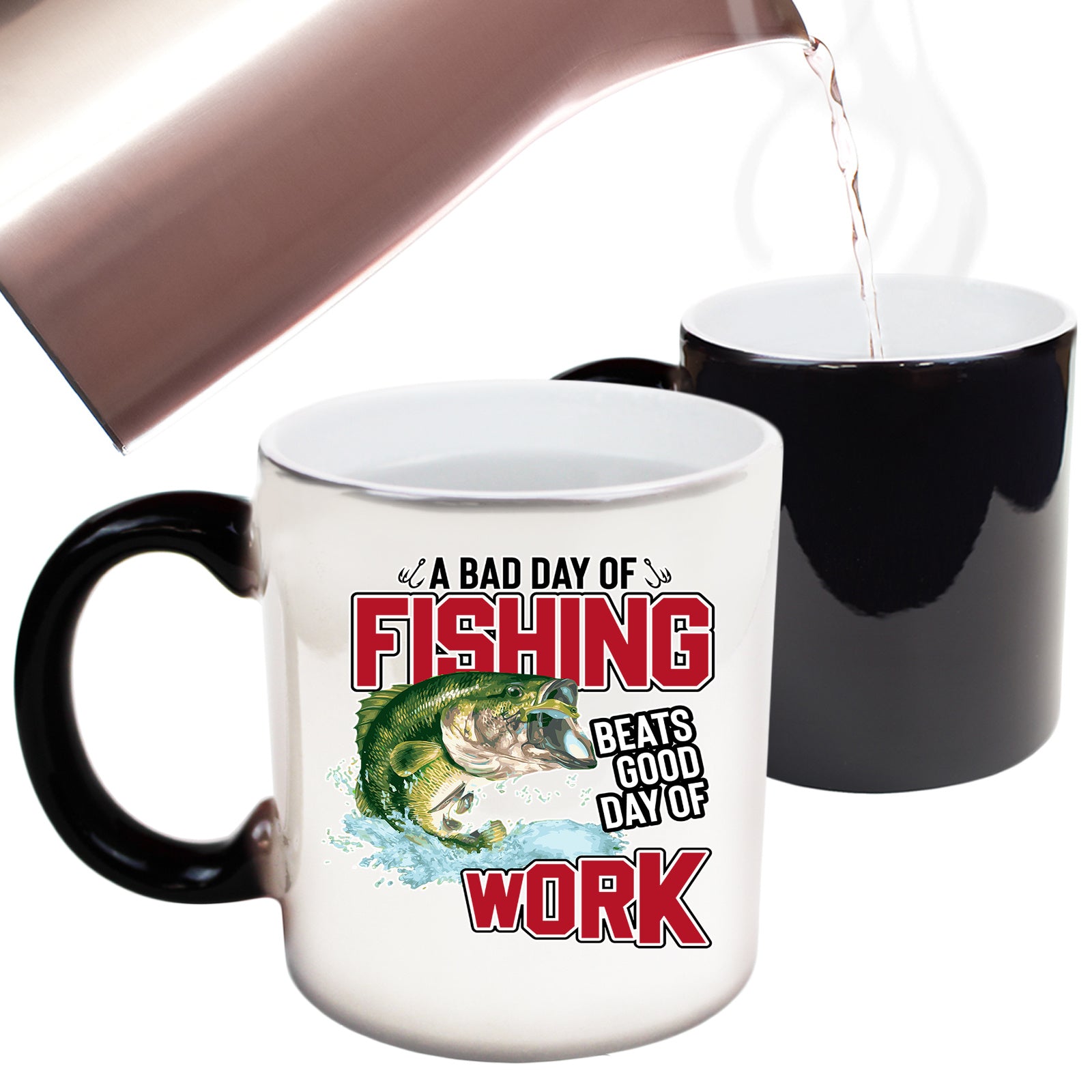 A Bad Day Fishing Beats Good Day At Work Angling Fish - Funny Colour Changing Mug