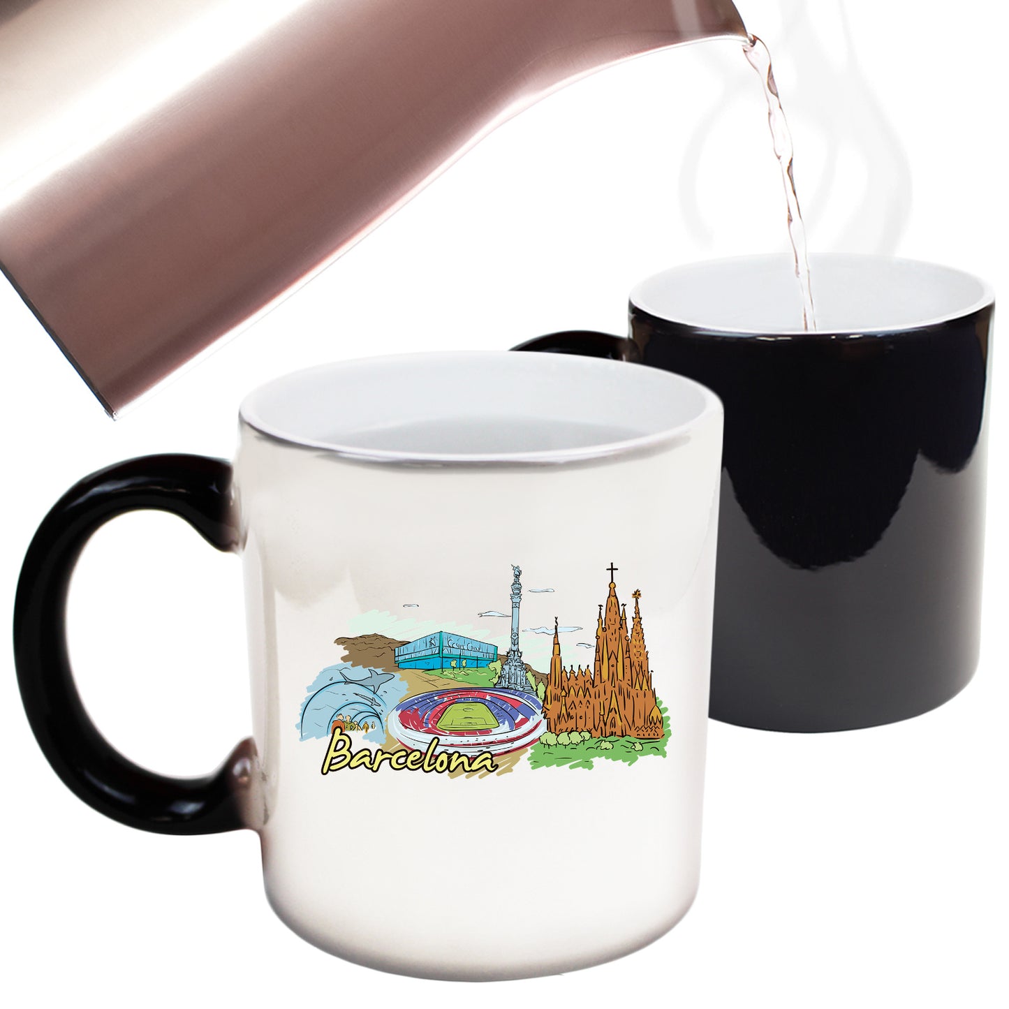 Barcelona Spain Country Flag Destination - Funny Colour Changing Mug