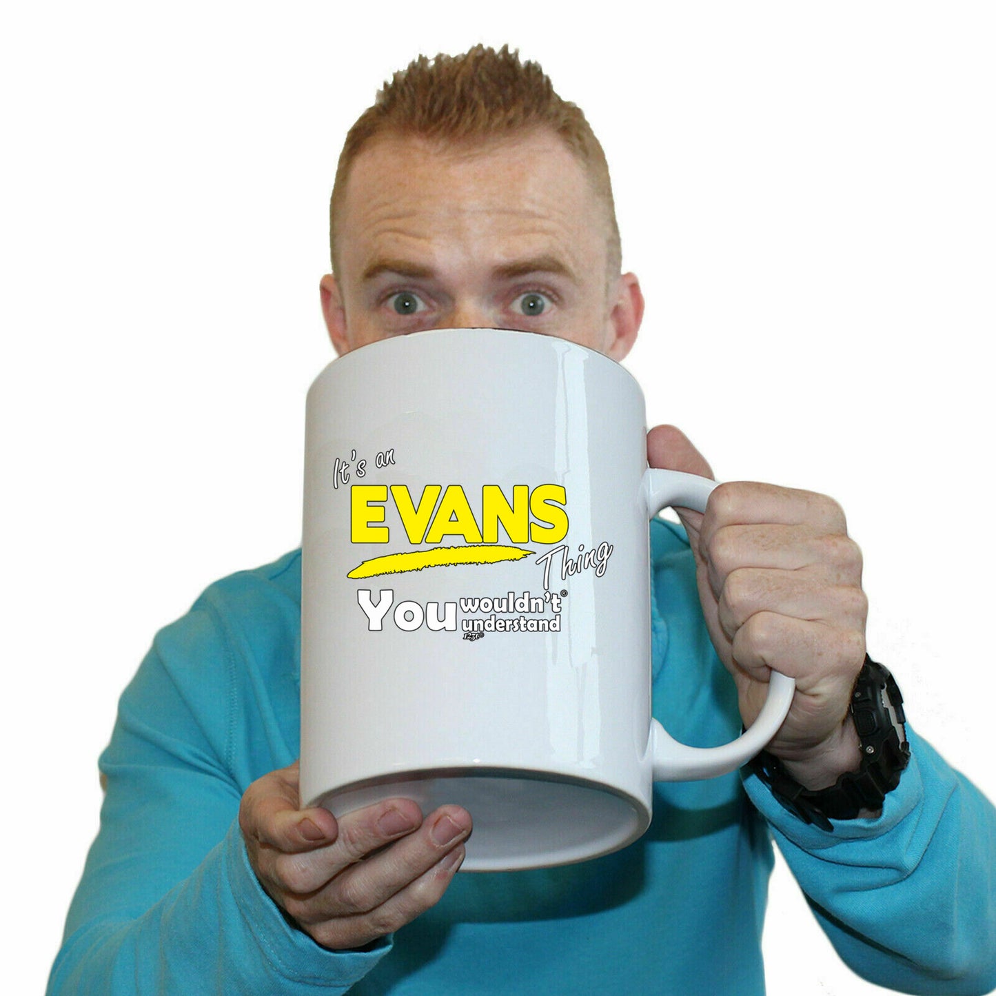 Evans V1 Surname Thing - Funny Giant 2 Litre Mug