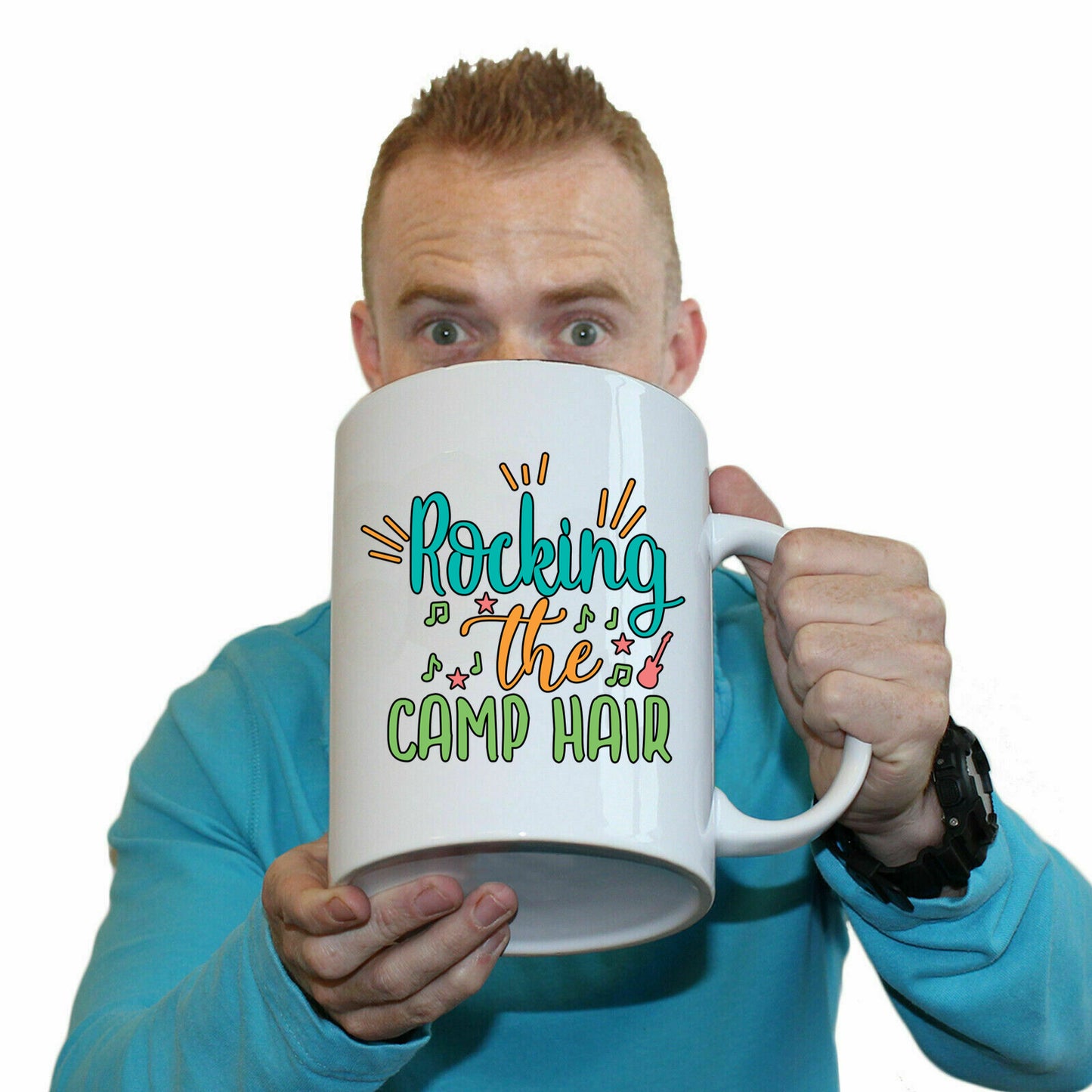 Rocking The Camp Hair Camping - Funny Giant 2 Litre Mug