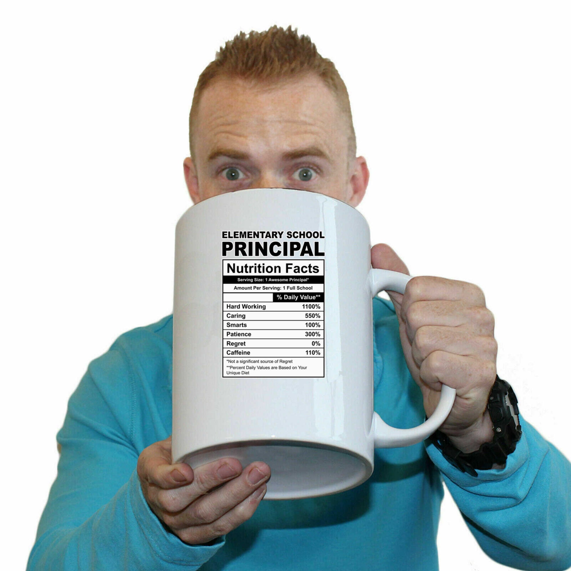 Elementary School Principal Nutrition Facts - Funny Giant 2 Litre Mug