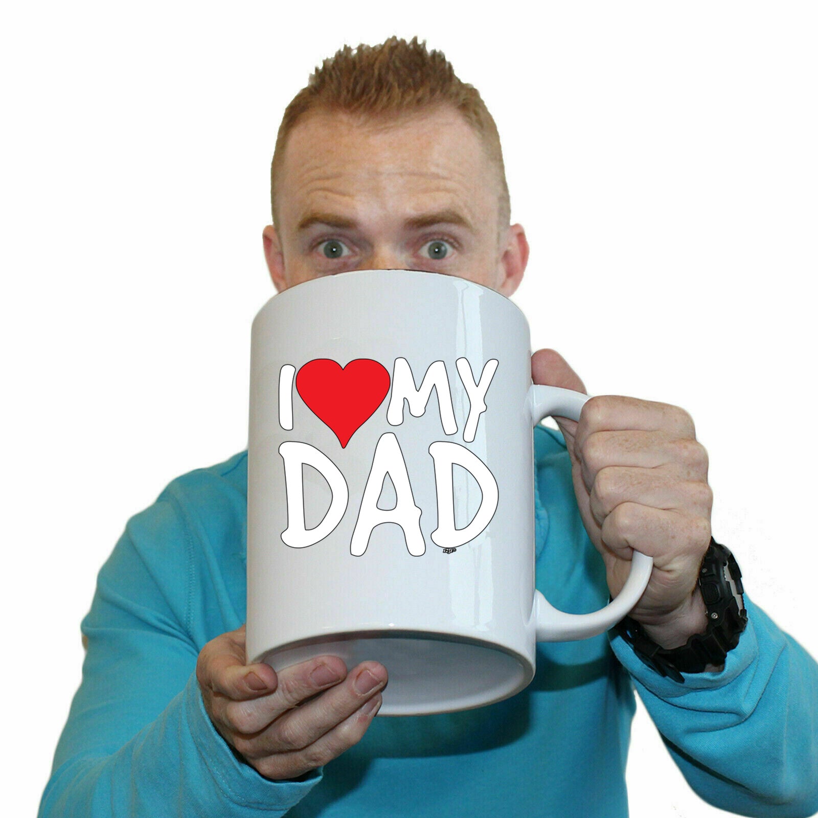 Love Dad Red Heart - Funny Giant 2 Litre Mug