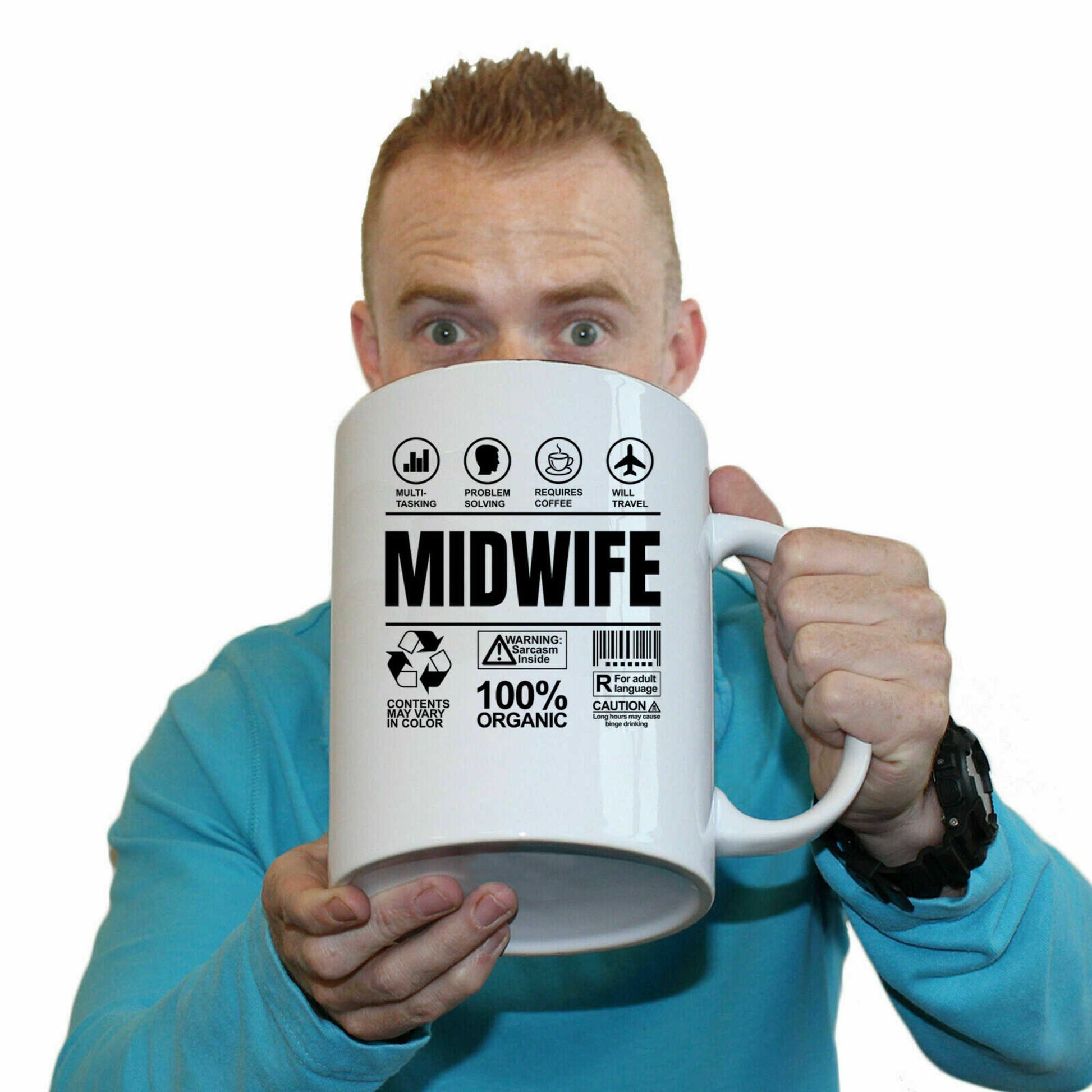 Midwife Health Professional Sarcastic Humour - Funny Giant 2 Litre Mug