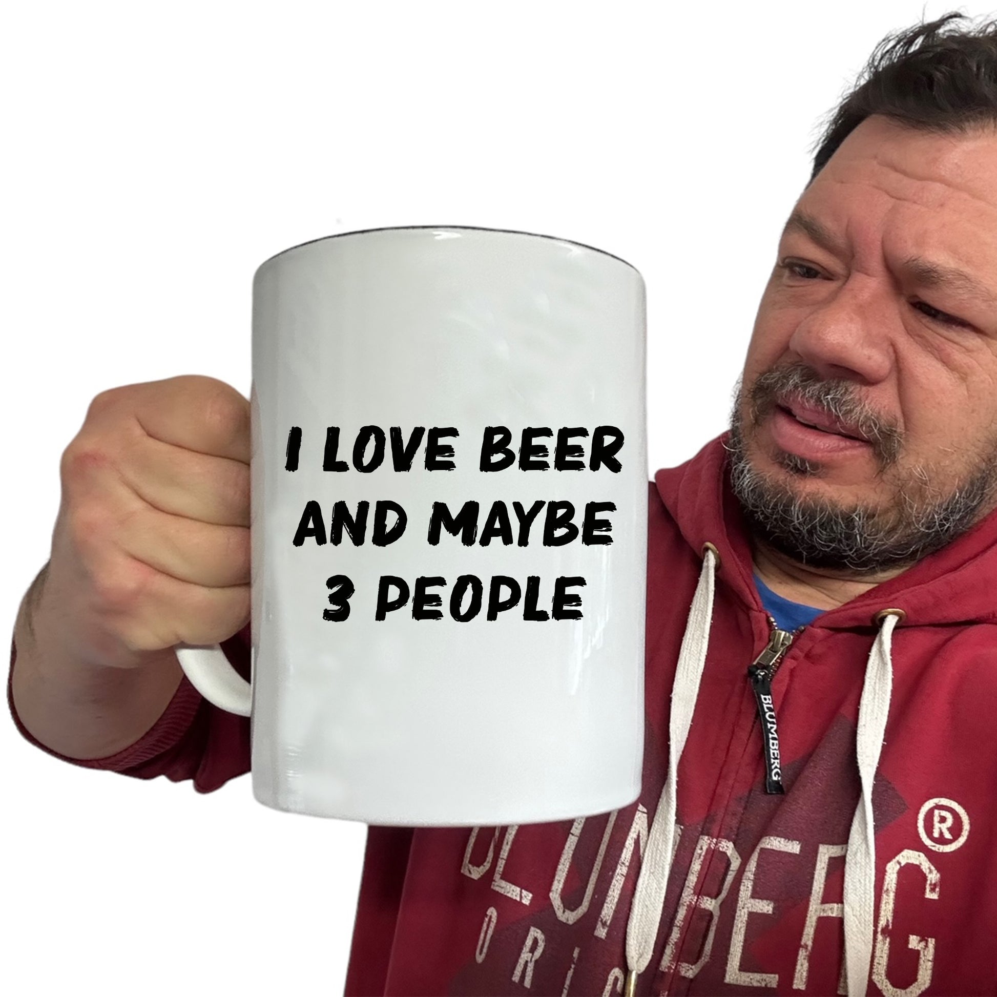 I Love Beer And Maybe 3 People - Funny Giant 2 Litre Mug