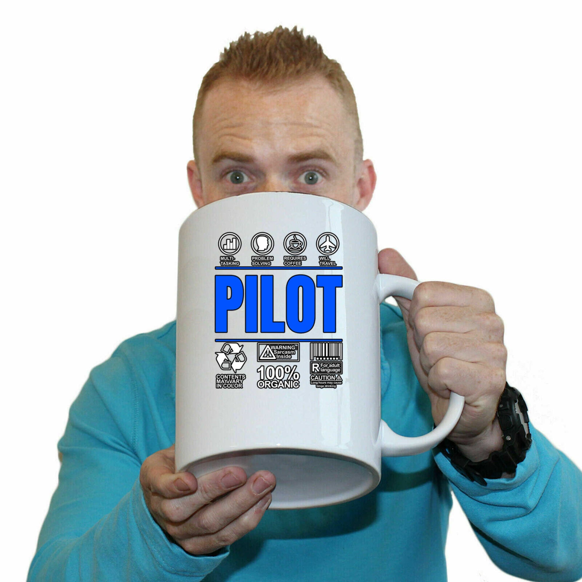 Pilot Sarcastic Humour Plane Pilots - Funny Giant 2 Litre Mug