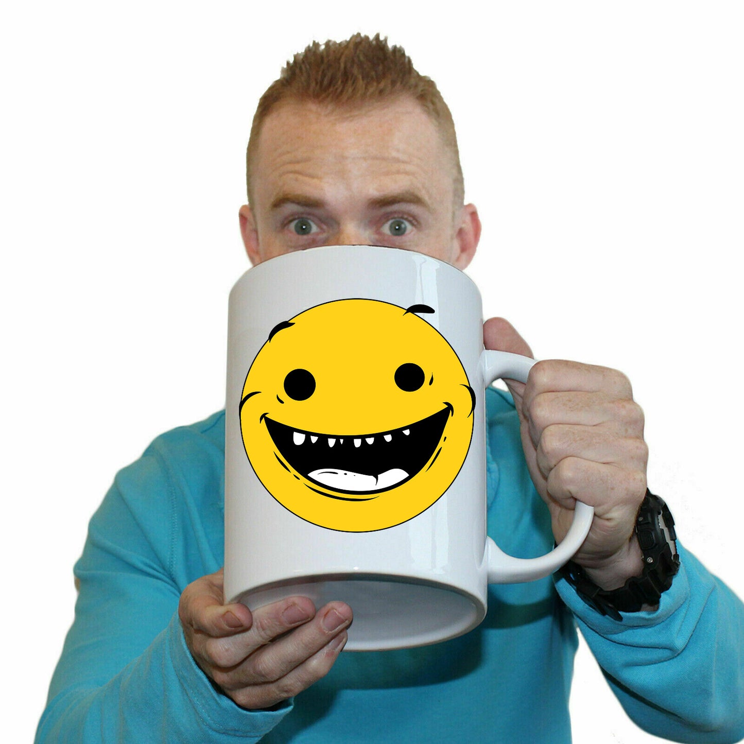 Smiling Emoji Face - Funny Giant 2 Litre Mug