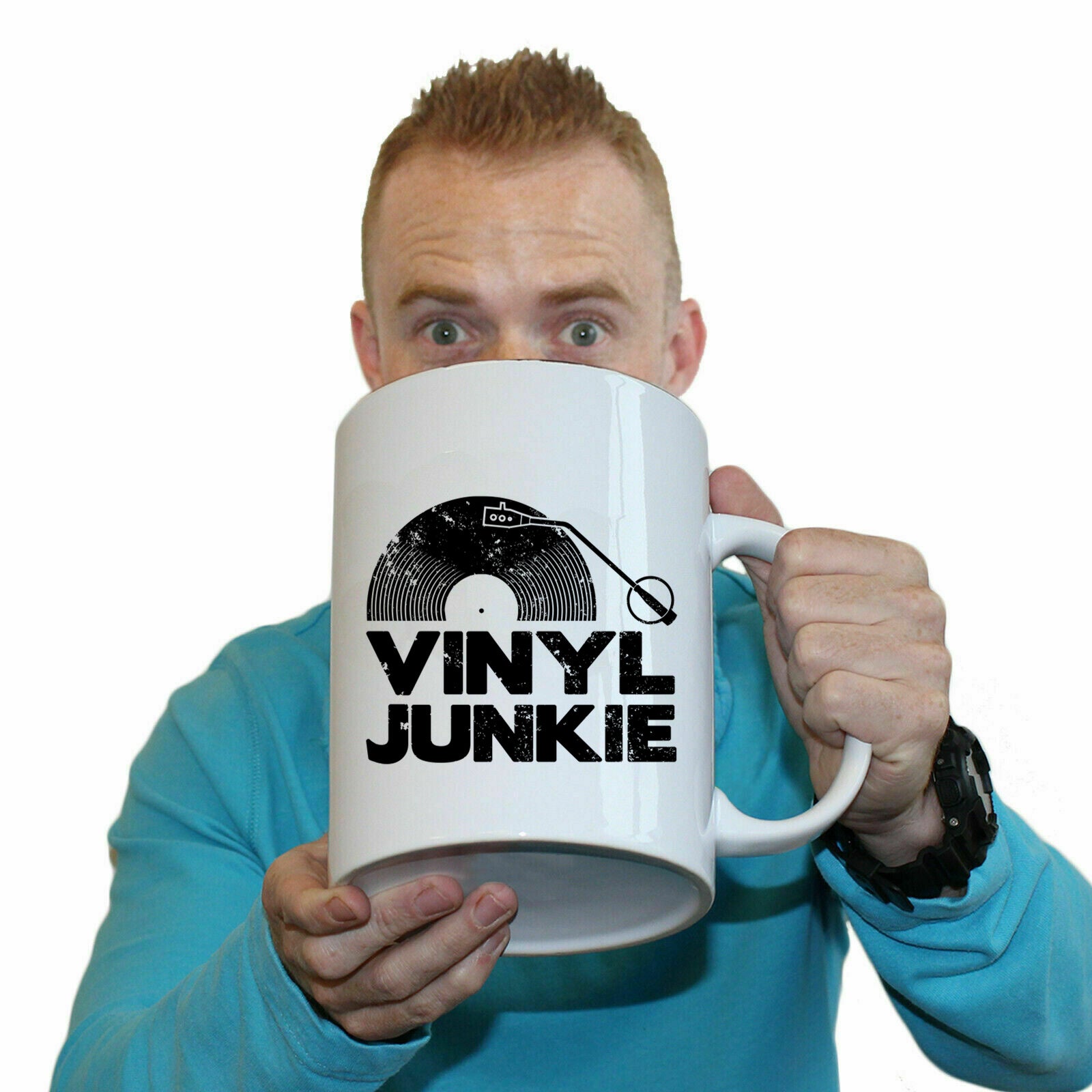 Vinyl Junkie Dj Record White Music - Funny Giant 2 Litre Mug