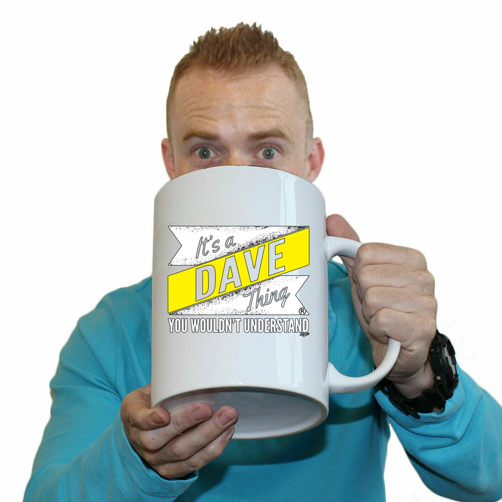 Dave V2 Surname Thing - Funny Giant 2 Litre Mug