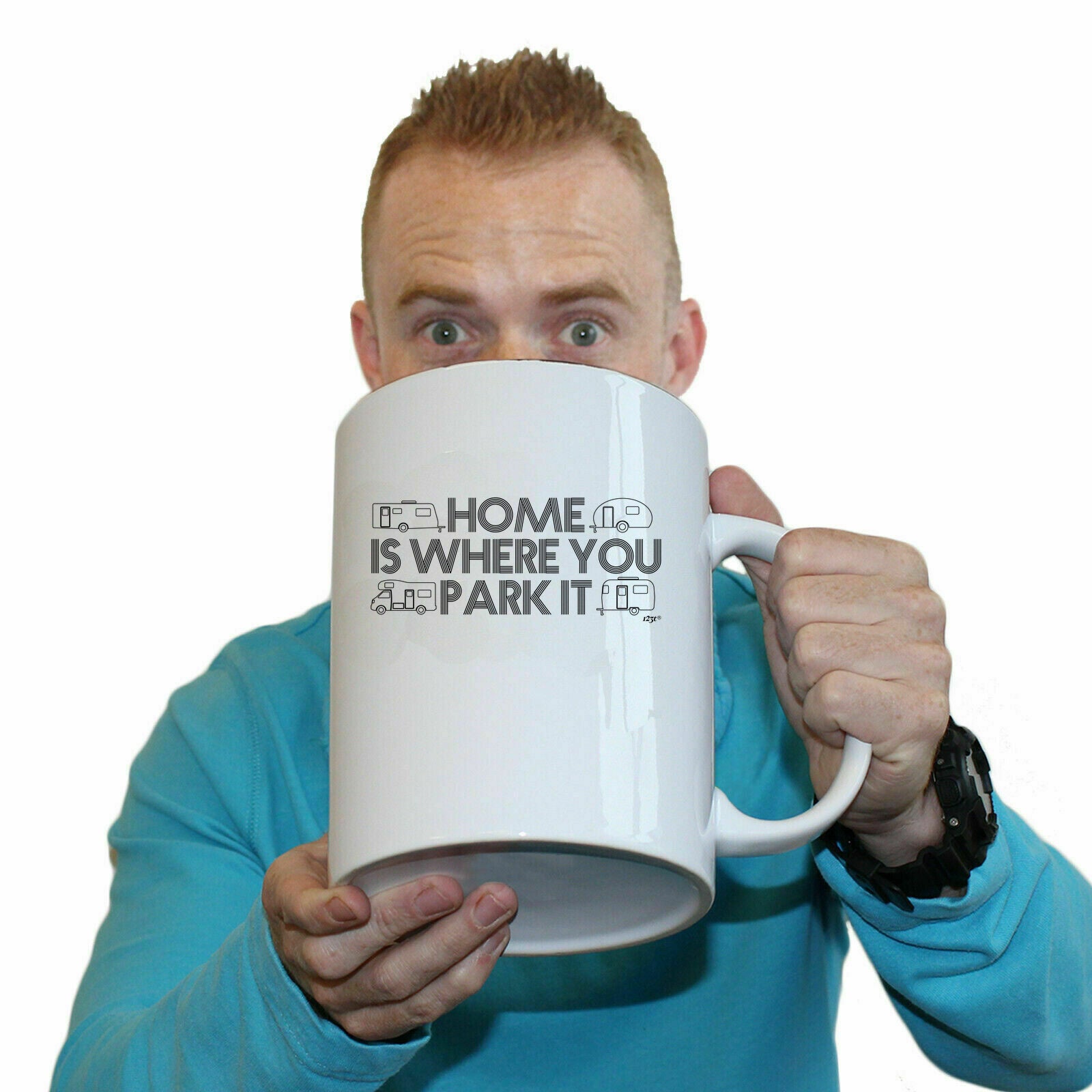 Caravan Home Is Where You Park It - Funny Giant 2 Litre Mug