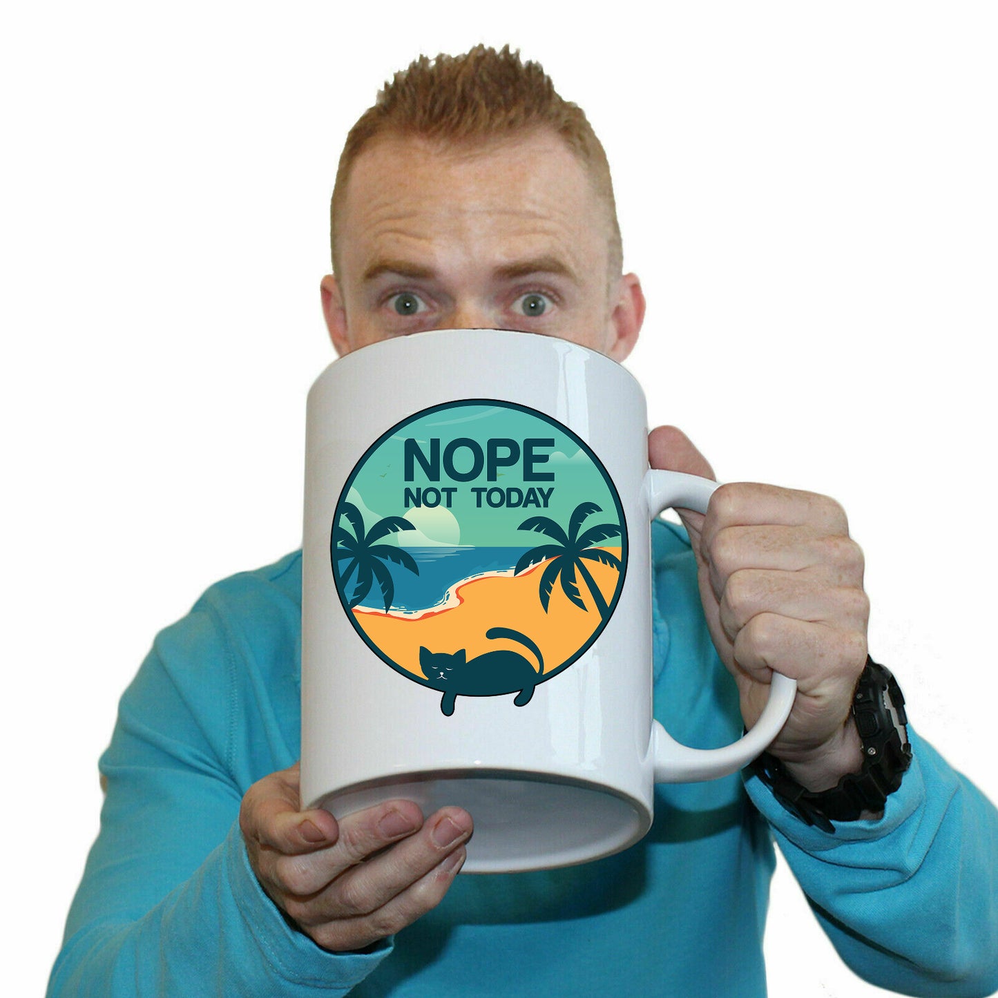 Nope Not Today Cat Kitten Pussy Cats - Funny Giant 2 Litre Mug