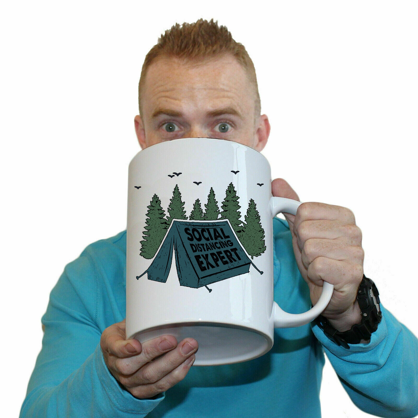 Camping Social Distancing Expert - Funny Giant 2 Litre Mug