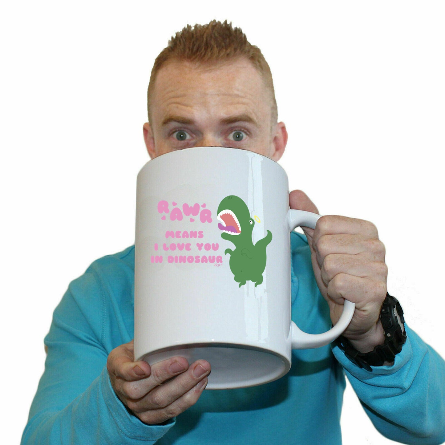 Rawr Means Love You In Dinosaur - Funny Giant 2 Litre Mug