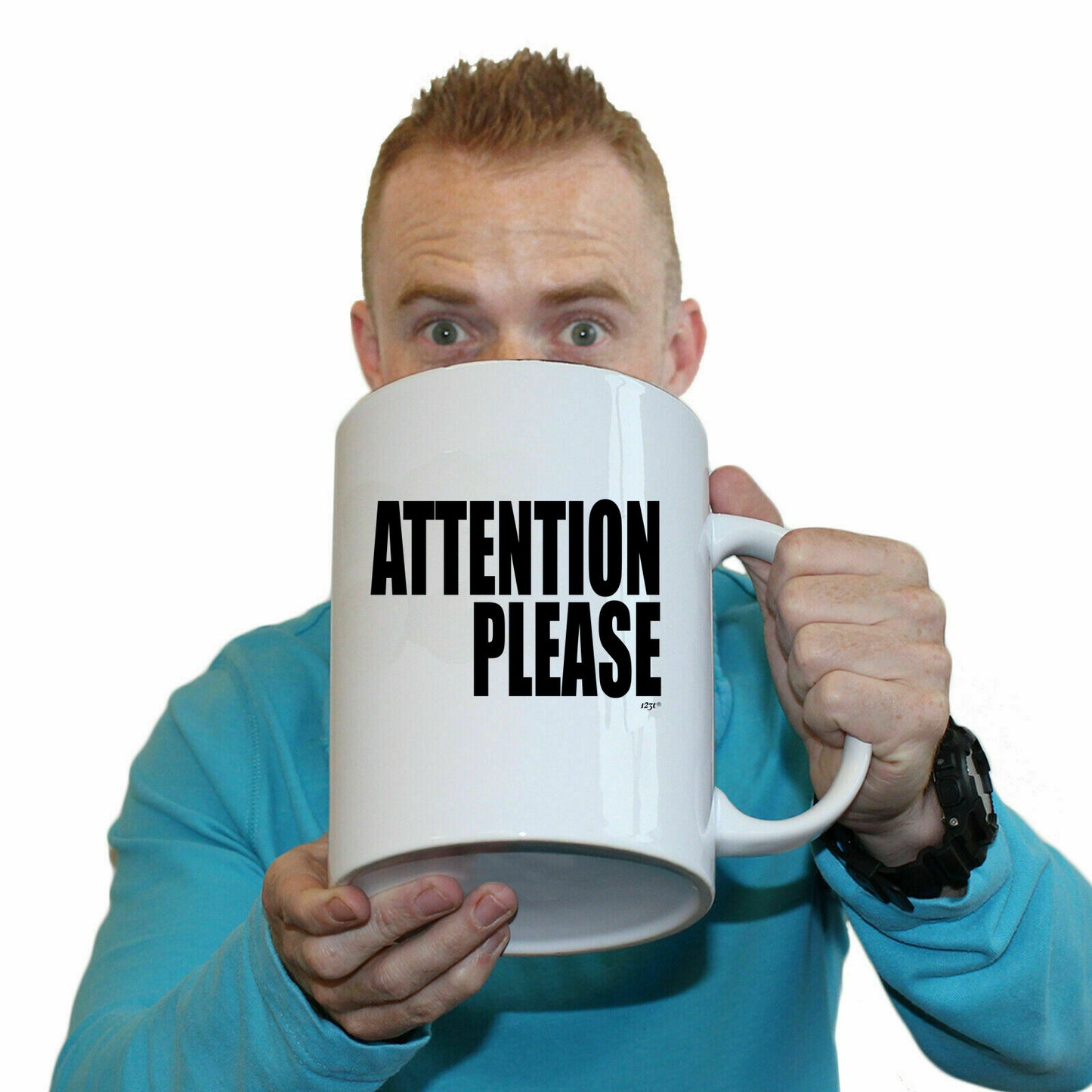 Attention Please White - Funny Giant 2 Litre Mug