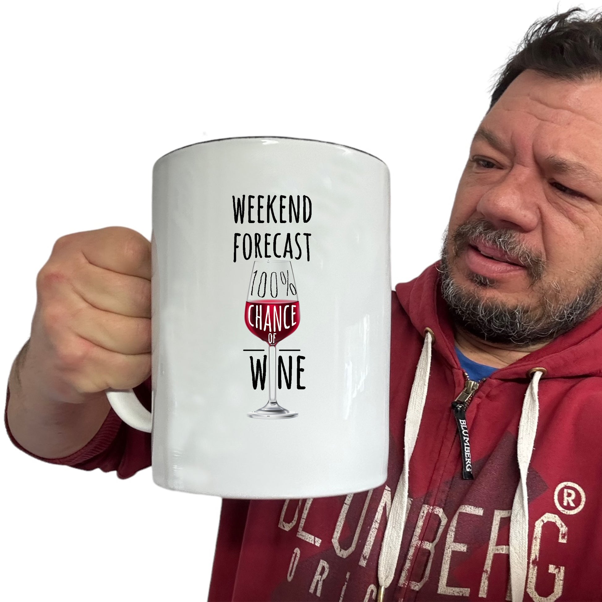 Weekend Forecast Wine Alcohol Drinking - Funny Giant 2 Litre Mug