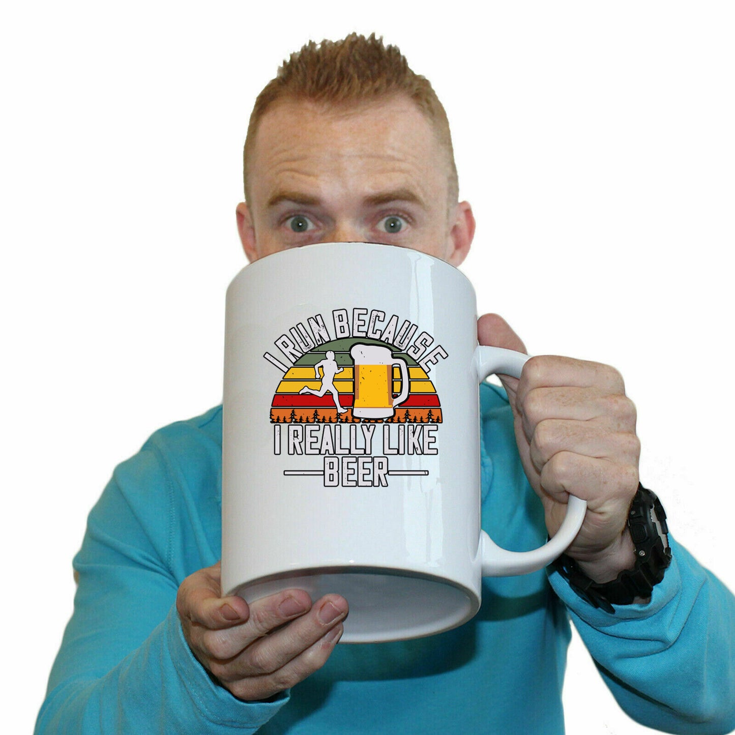 Beer I Run Because I Really Like Beer - Funny Giant 2 Litre Mug