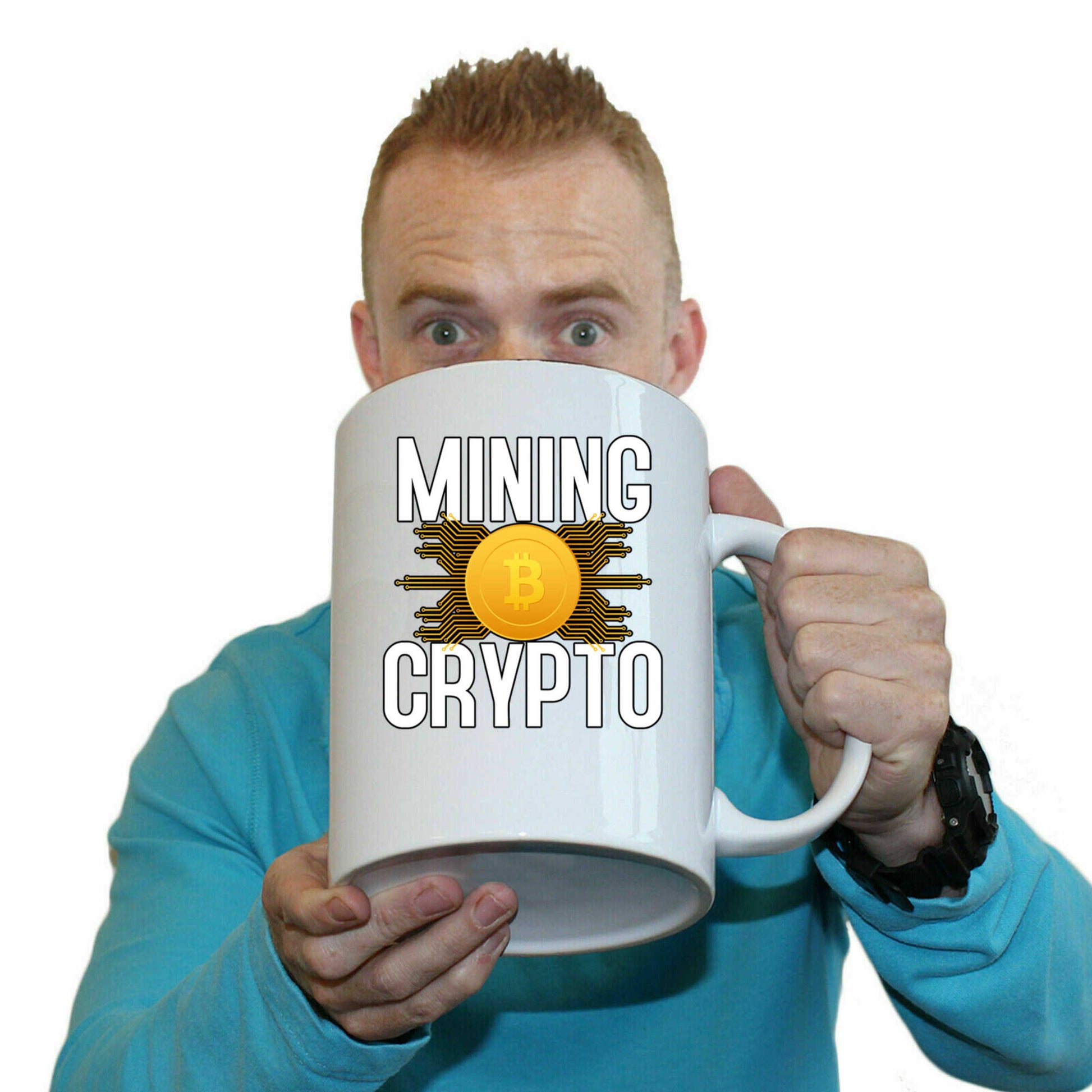 Mining Crypto Bitcoin - Funny Giant 2 Litre Mug