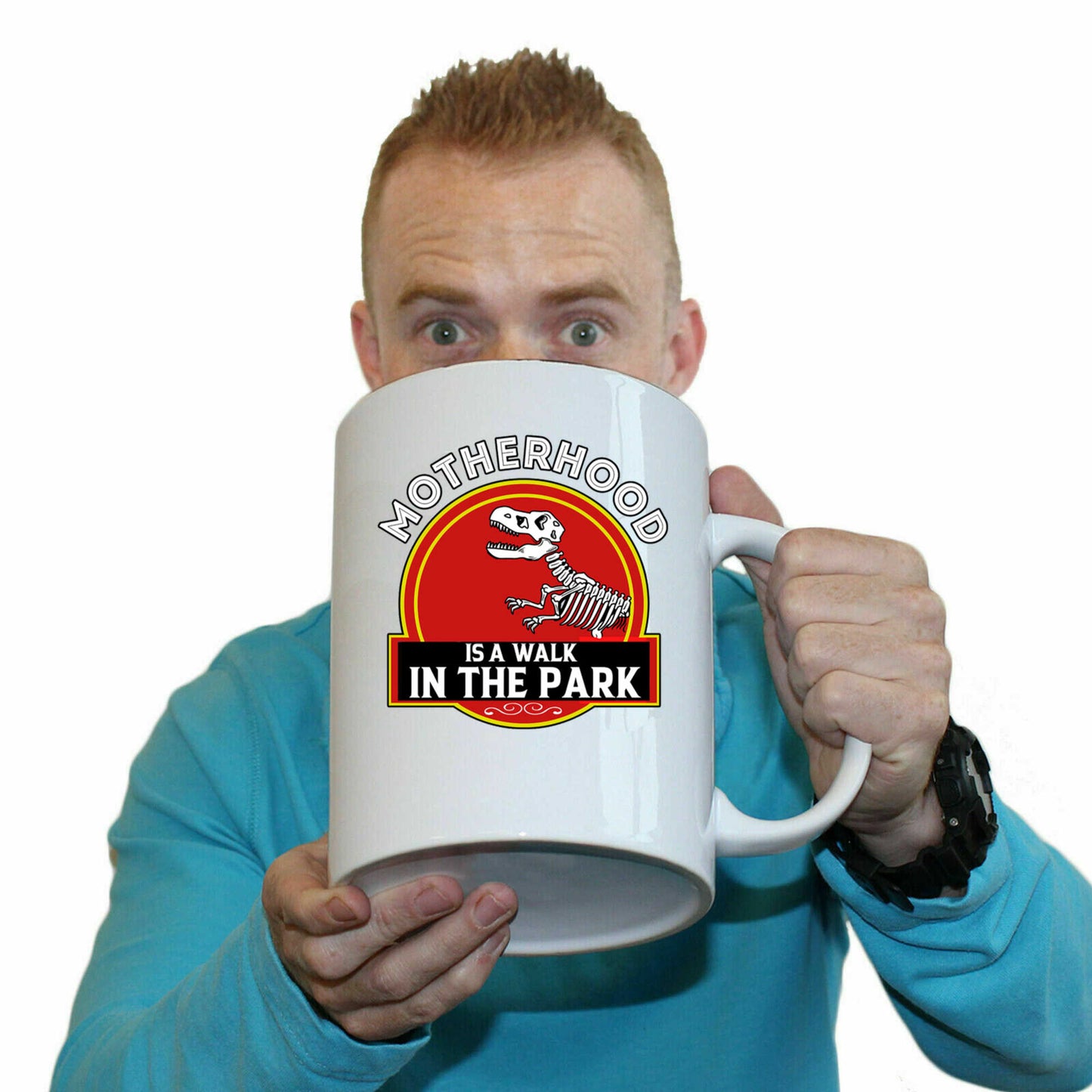 Motherhood Walk In The Park Mum Mothers Day Dinosaur - Funny Giant 2 Litre Mug