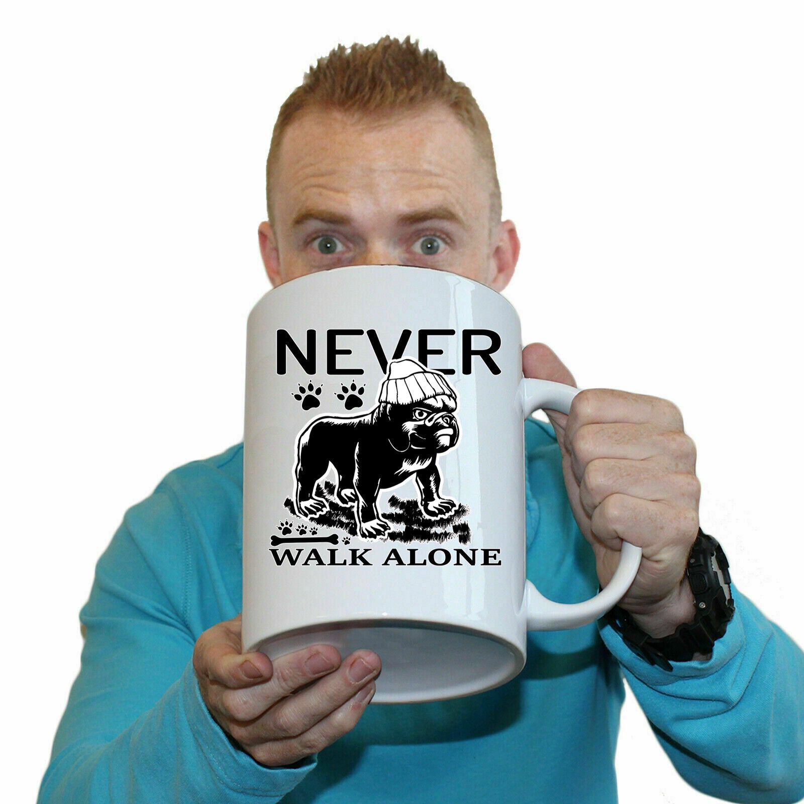 Never Walk Alone Dog - Funny Giant 2 Litre Mug