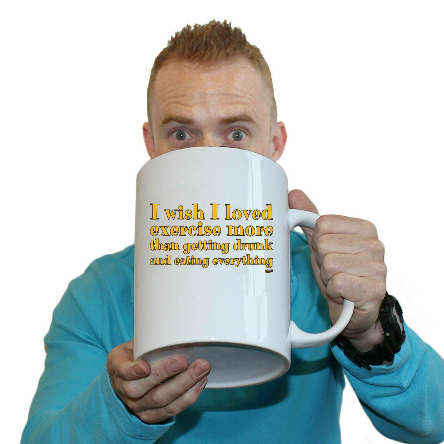 Wish I Loved Excercise More Than Dinking - Funny Giant 2 Litre Mug