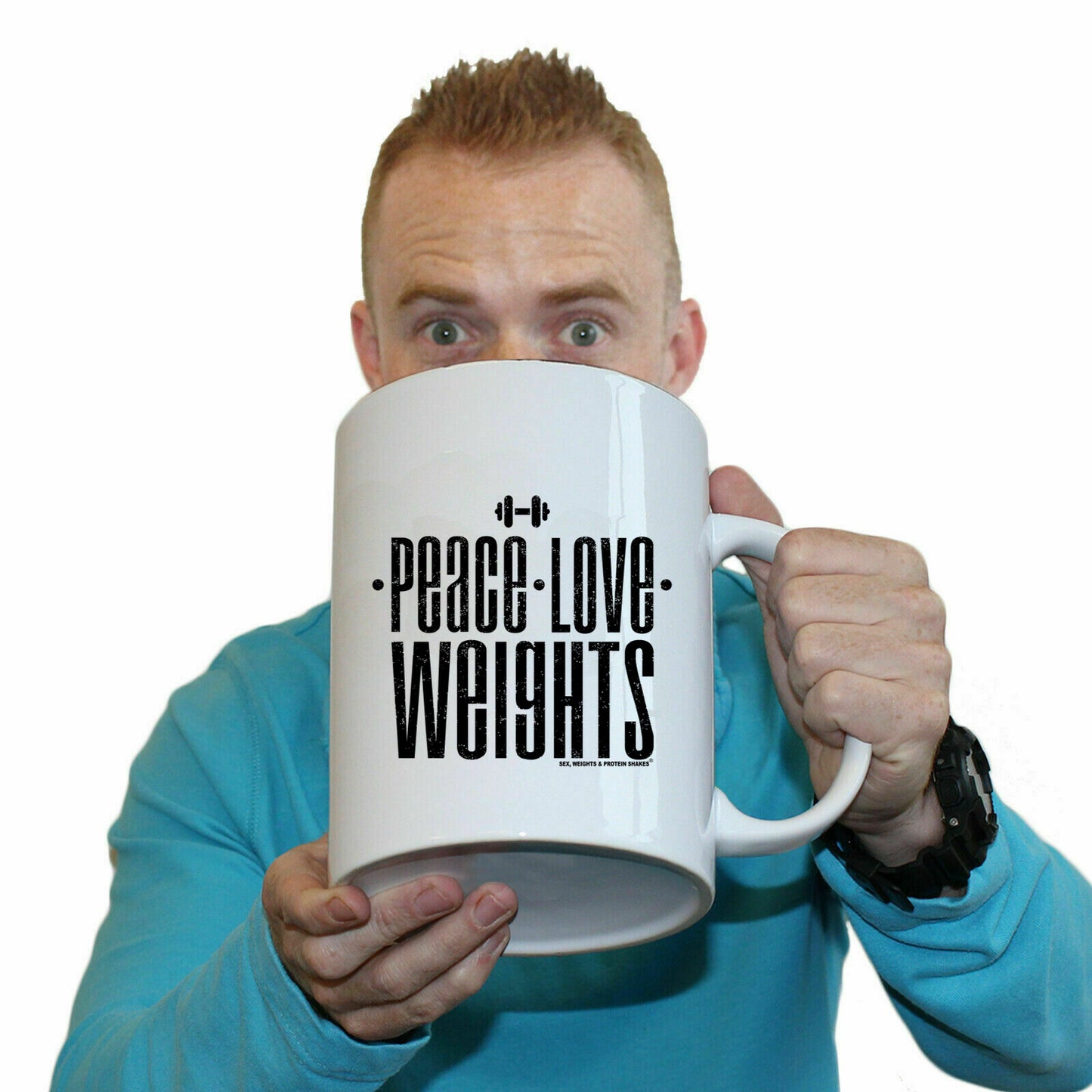 Swps Peace Love Weights - Funny Giant 2 Litre Mug