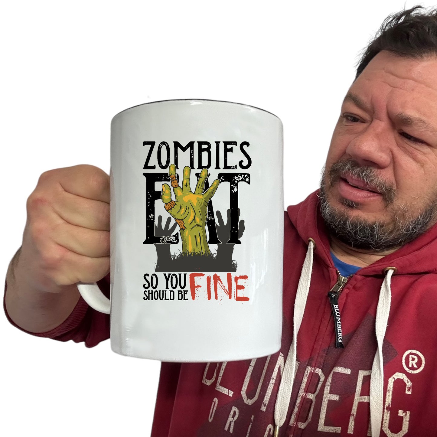 Zombies Eat So You Should Be Fine Halloween - Funny Giant 2 Litre Mug