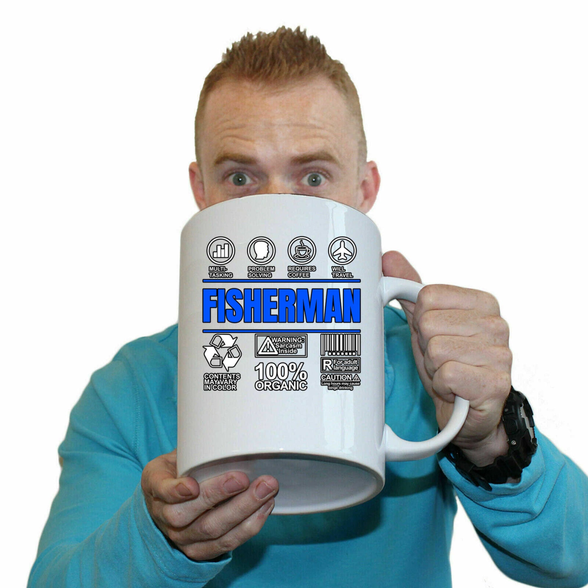 Fisherman Sarcastic Humour - Funny Giant 2 Litre Mug