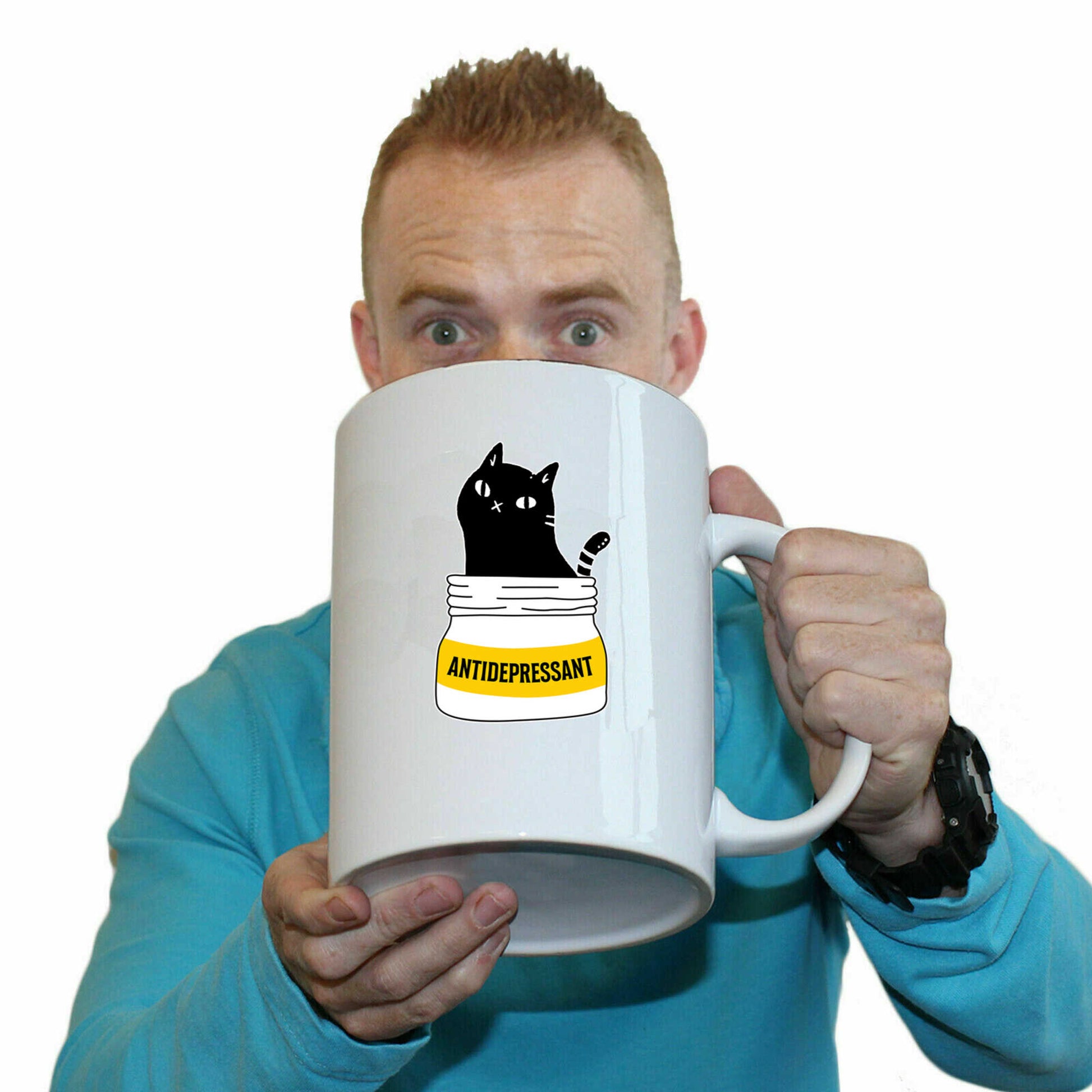 Antidepressant Love Cats Cat - Funny Giant 2 Litre Mug