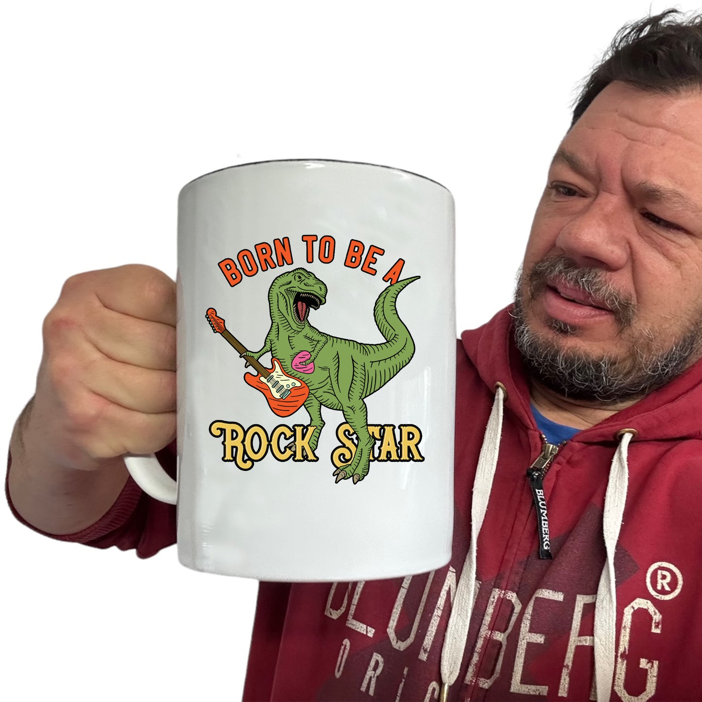 Born To Be A Rock Star T Rex Dinosaur - Funny Giant 2 Litre Mug