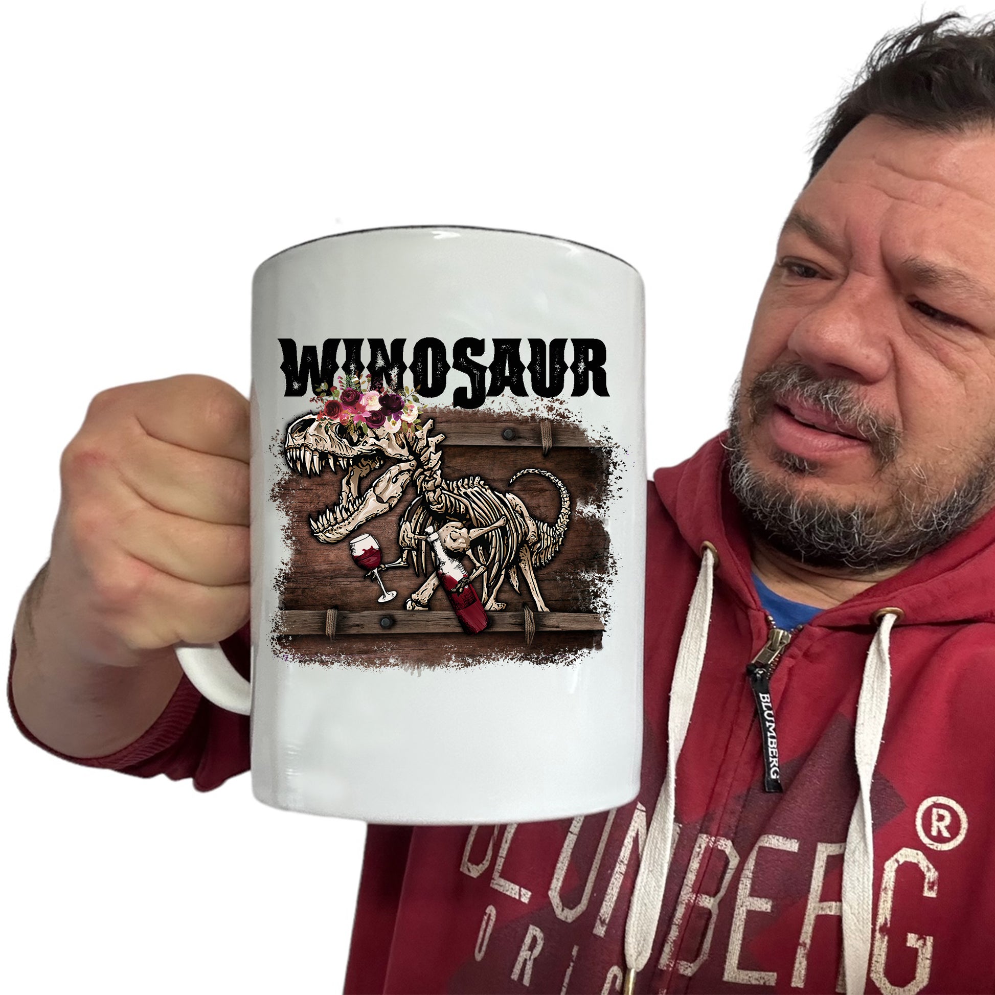 Winosaur Dinosaur Wine Drinking Alcohol - Funny Giant 2 Litre Mug