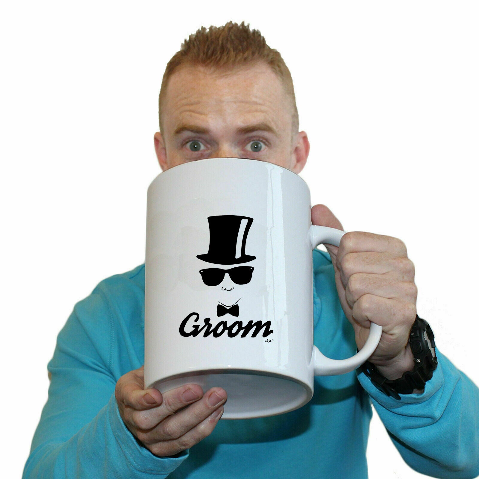 Groom Glasses Top Hat Married - Funny Giant 2 Litre Mug