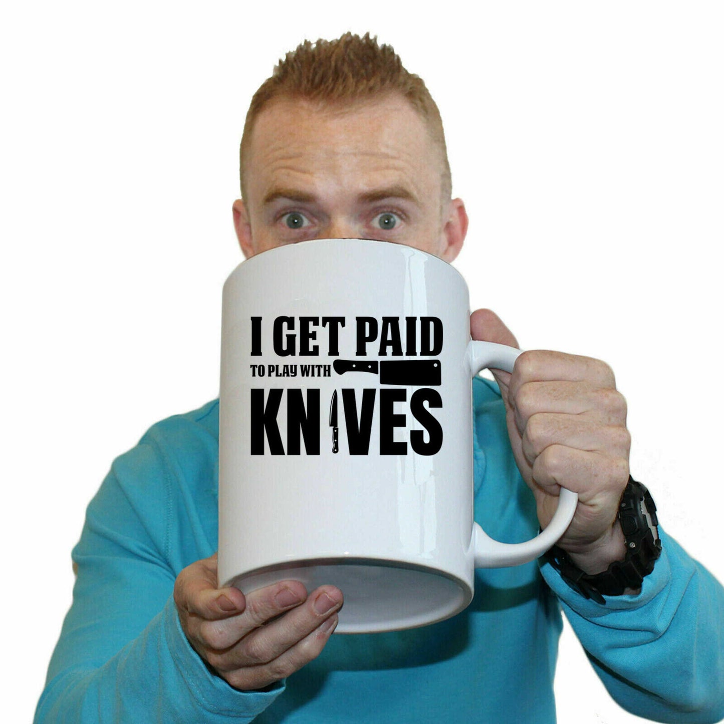 I Get Paid To Play With Knives Chef Cooking - Funny Giant 2 Litre Mug