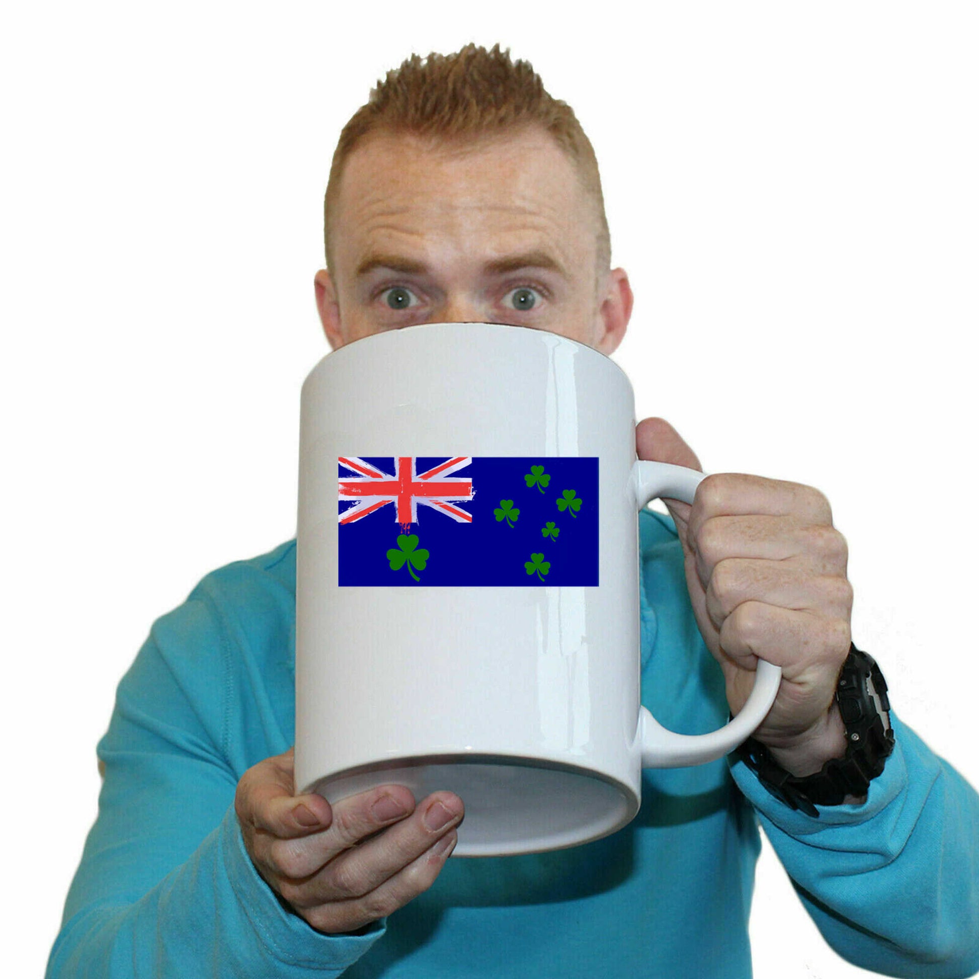 Australia Flag Irish St Patricks Day Ireland Four Leaf Clover - Funny Giant 2 Litre Mug