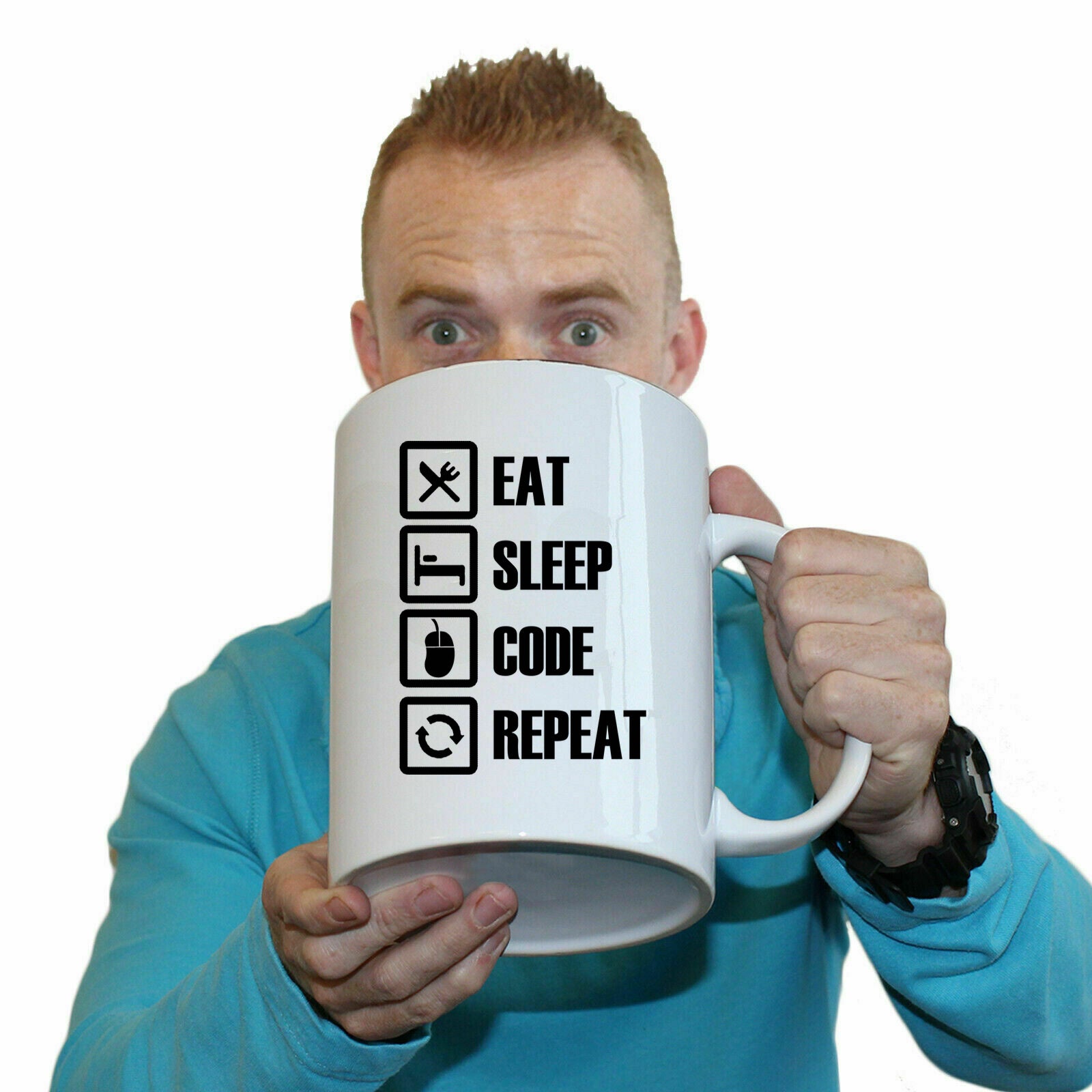 Eat Sleep Code Repeat Web Designer Computer Programmer - Funny Giant 2 Litre Mug