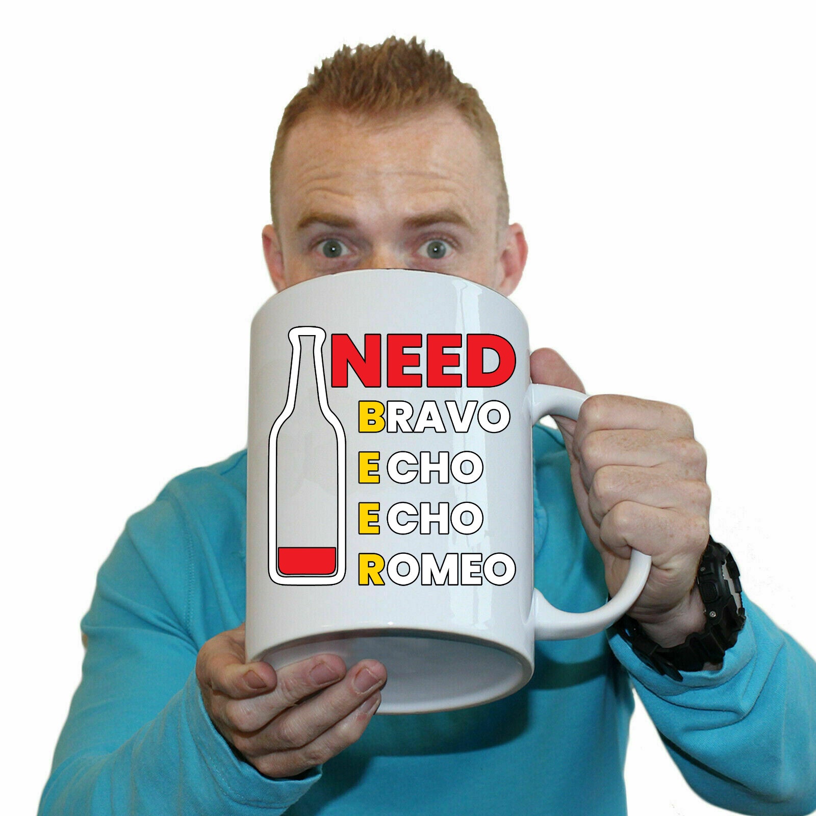 Need Beer Bravo Echo Alcohol - Funny Giant 2 Litre Mug