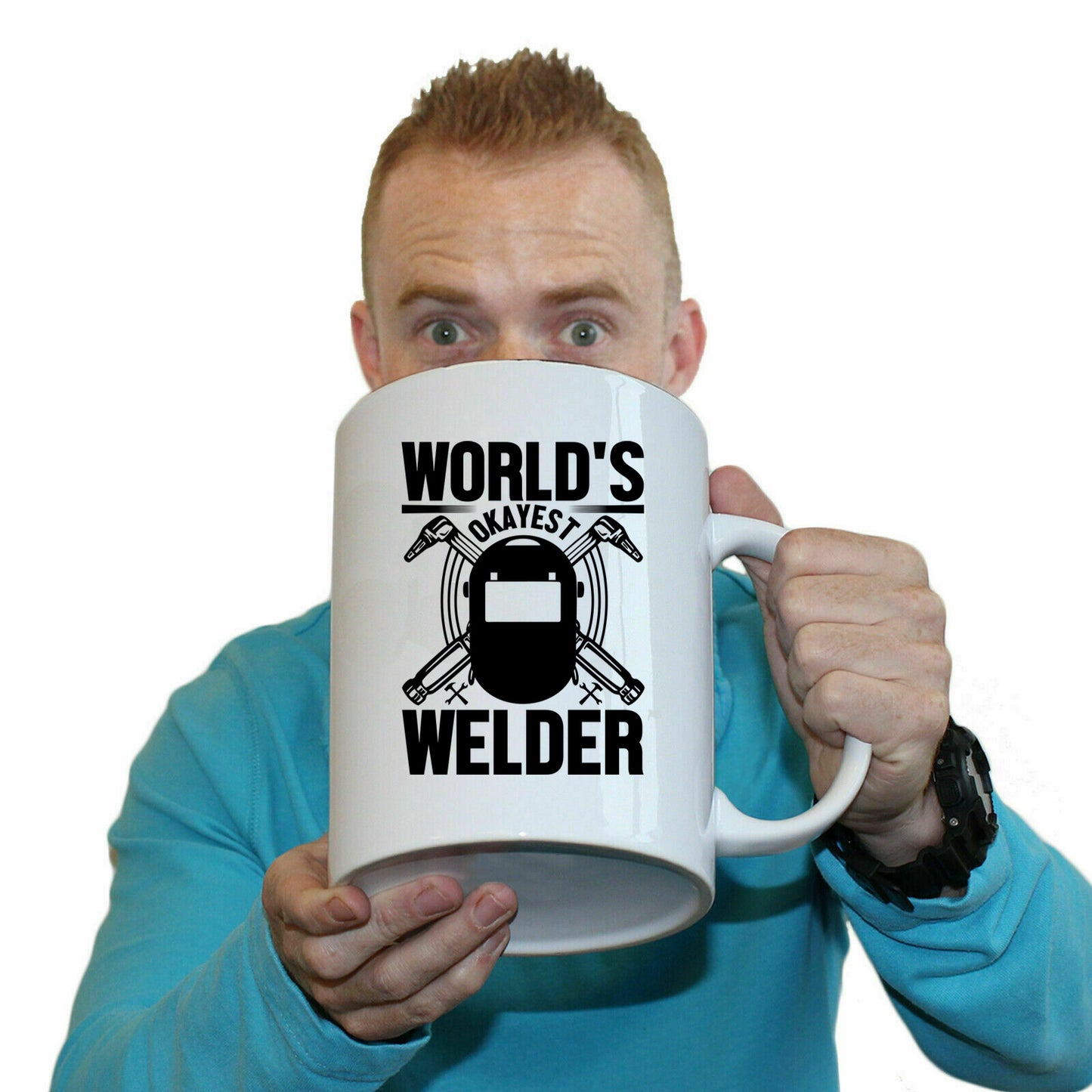 Worlds Okayest Welder Welding - Funny Giant 2 Litre Mug