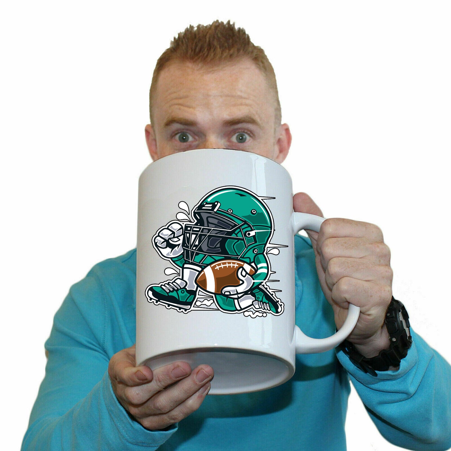 Gridiron Football Player American Cartoon - Funny Giant 2 Litre Mug