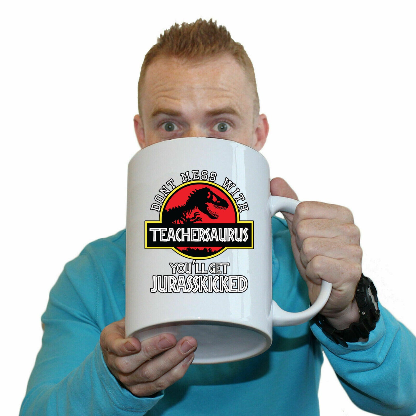 Dont Mess With Teacher School Dinosaur Dino - Funny Giant 2 Litre Mug