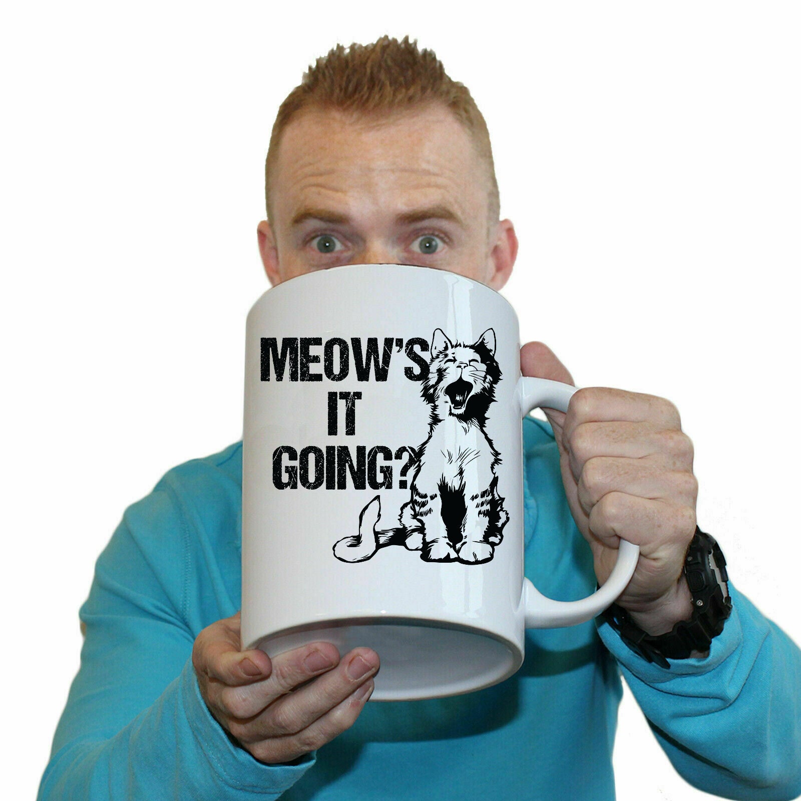 Meows It Going Cat Kitten Pussy Cats - Funny Giant 2 Litre Mug