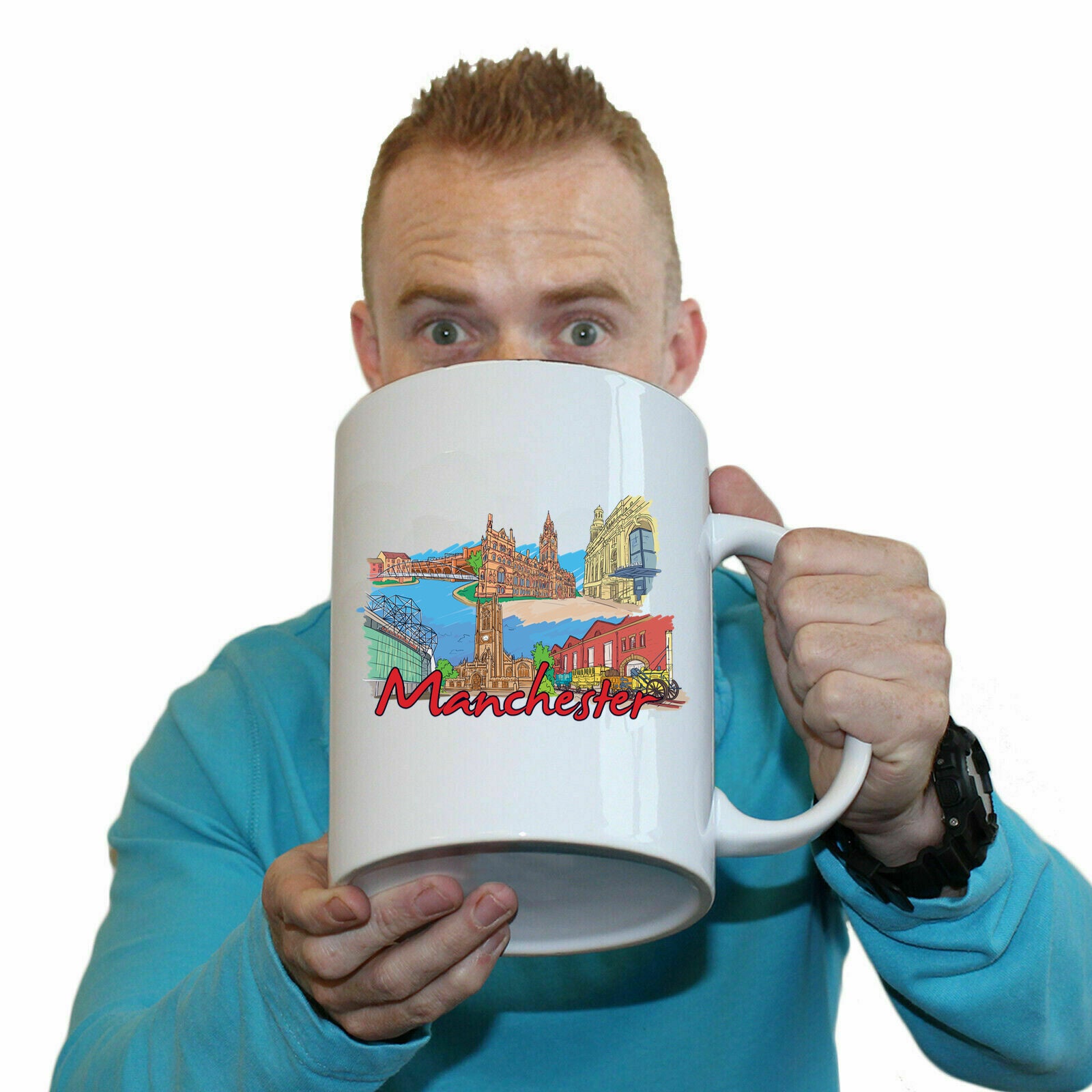 Manchester Uk United Kingdom Country Flag Destination - Funny Giant 2 Litre Mug