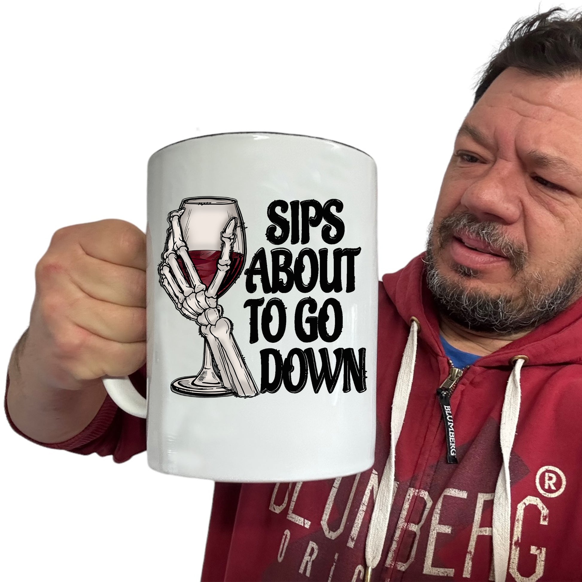 Sips About To Go Down Wind Drinking Alcohol - Funny Giant 2 Litre Mug