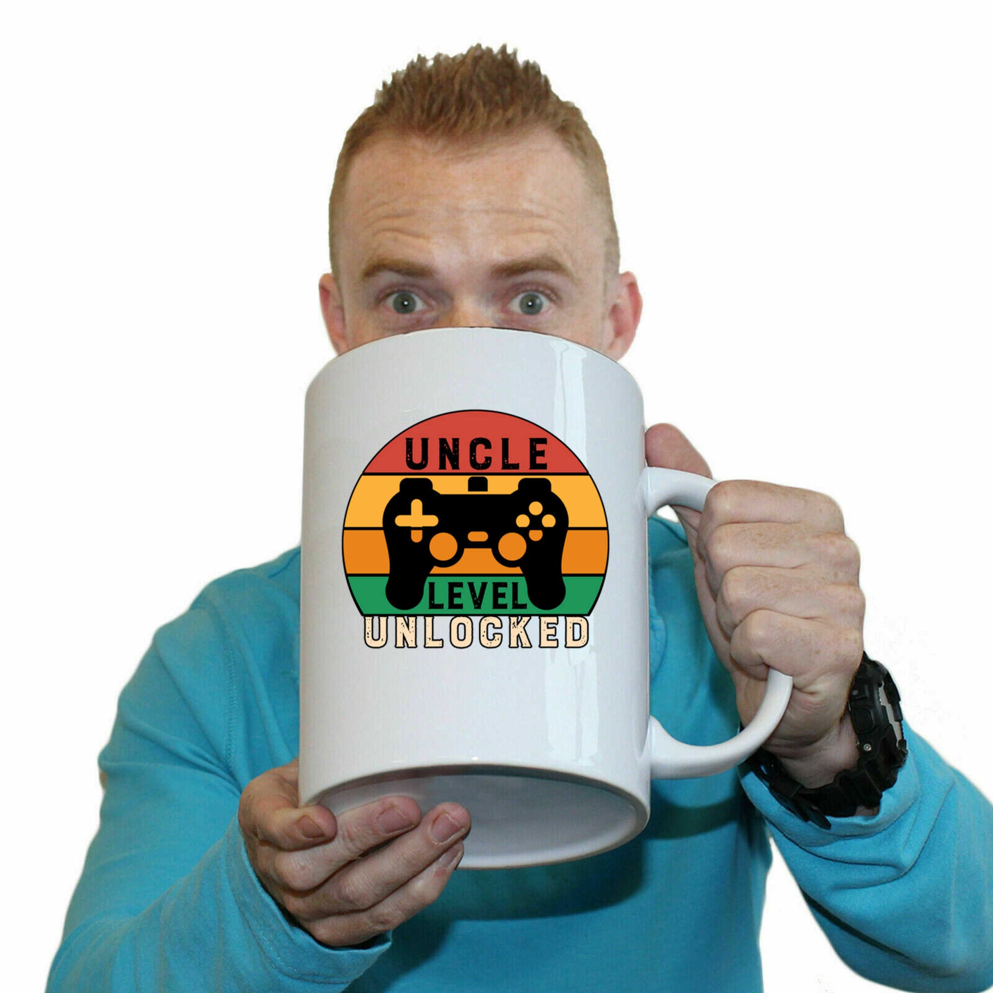 Uncle Level Unlocked Gamer Video Games - Funny Giant 2 Litre Mug