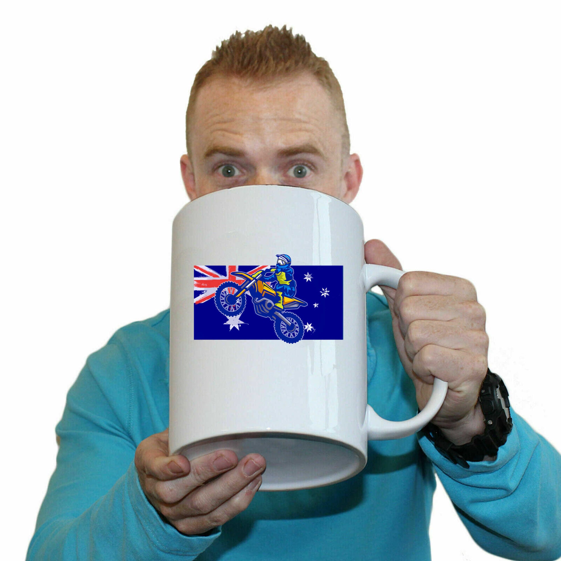 Australia Flag Dirt Bike - Funny Giant 2 Litre Mug