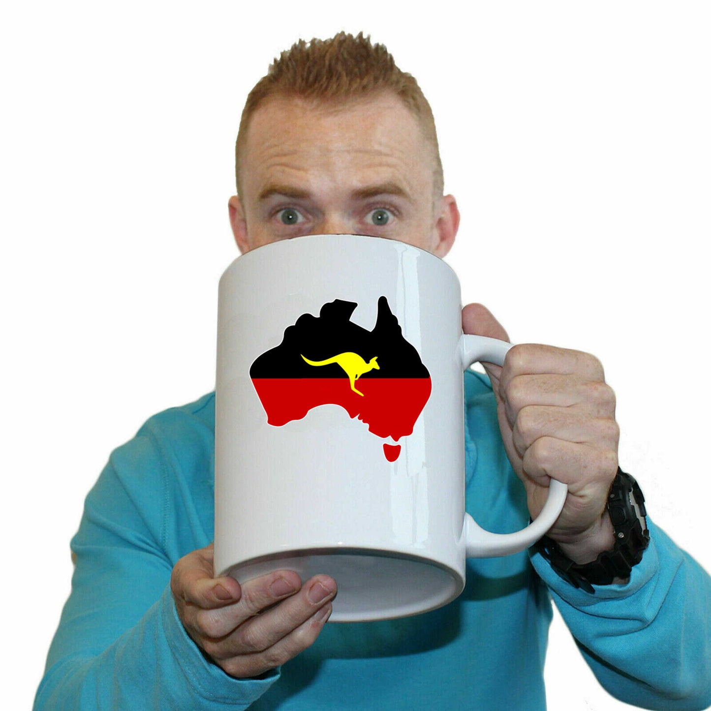 Aboriginal Flag Australia Country Kagaroo - Funny Giant 2 Litre Mug