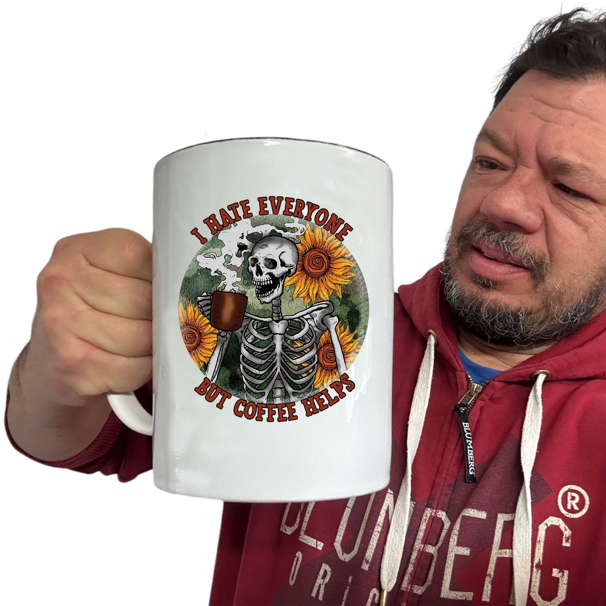 Hate Everyone But Coffee Helps - Funny Giant 2 Litre Mug