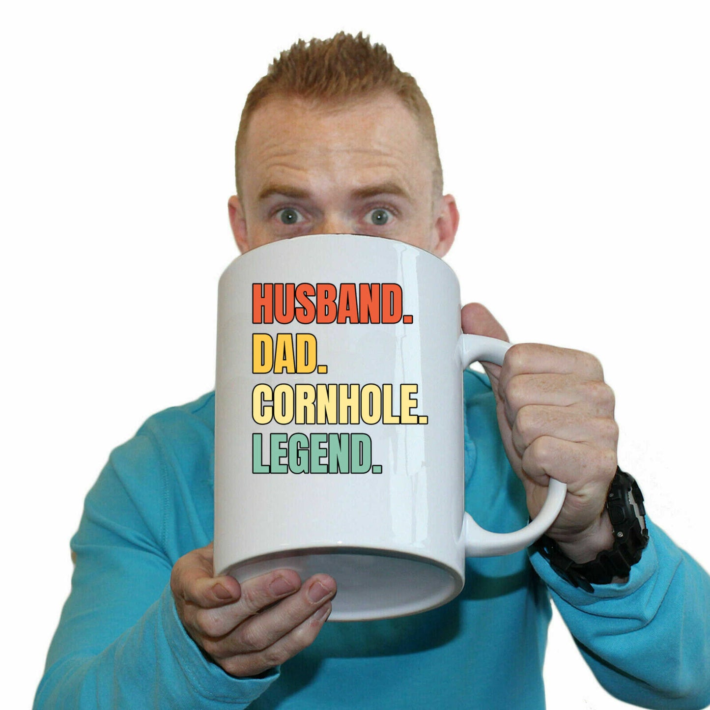 Husband Dad Cornhole Legend - Funny Giant 2 Litre Mug