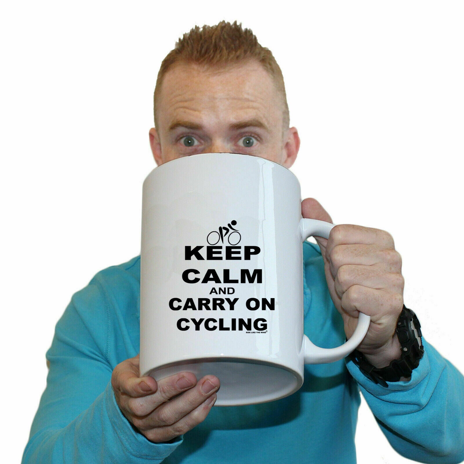 Rltw Keep Calm And Carry On Cycling - Funny Giant 2 Litre Mug