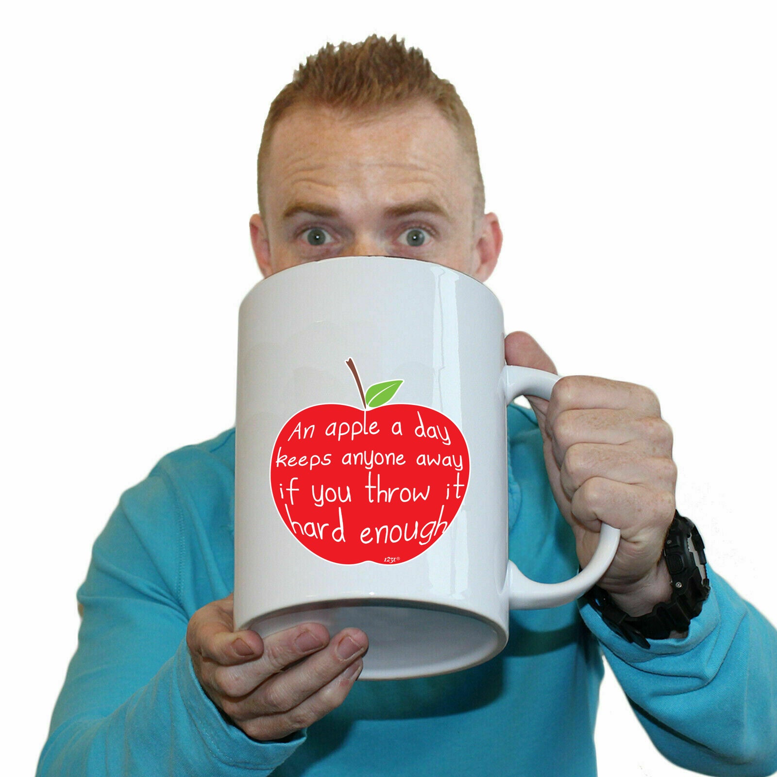 An Apple A Day Keeps Anyone Away - Funny Giant 2 Litre Mug