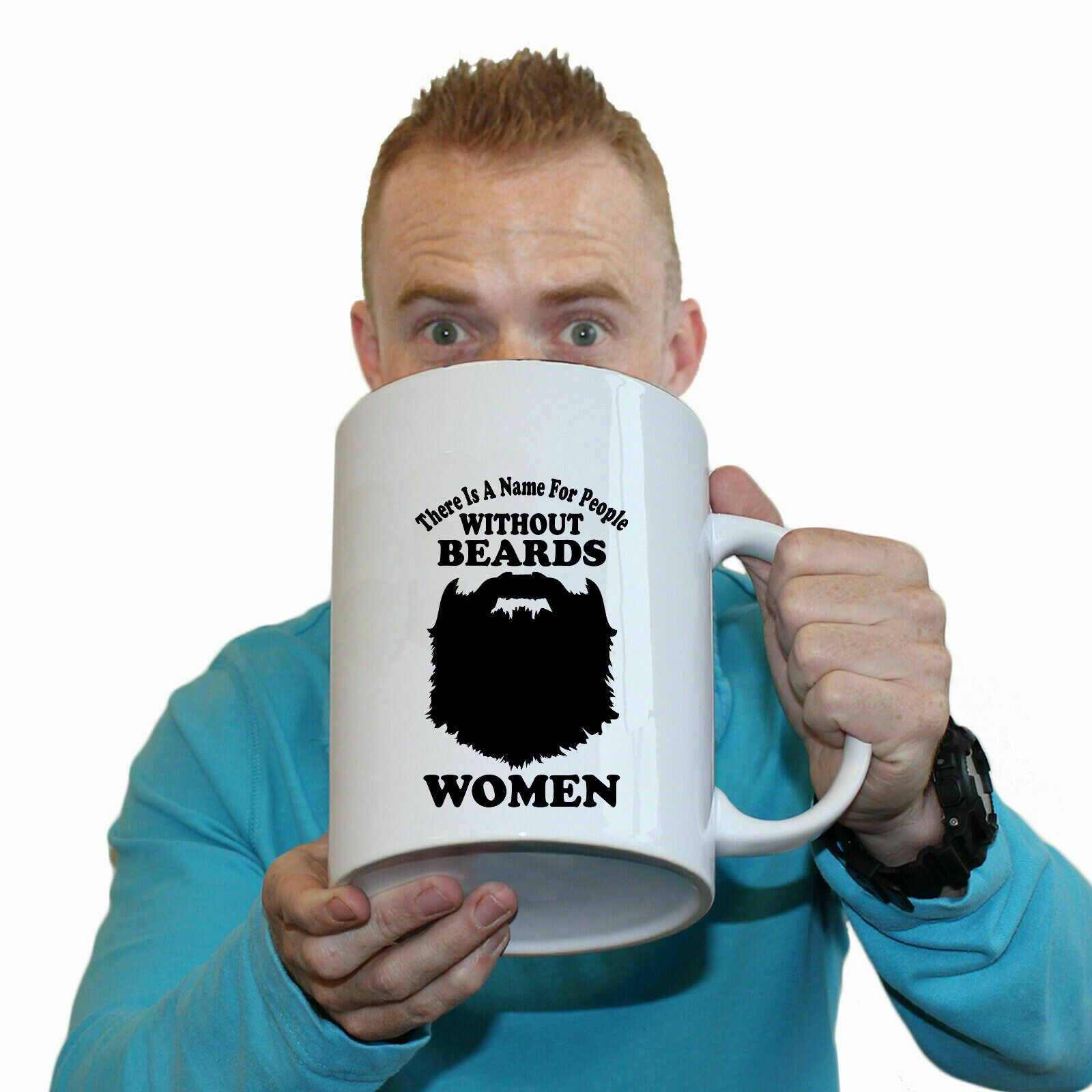 There Is A Name For People Without Beards Women Black - Funny Giant 2 Litre Mug