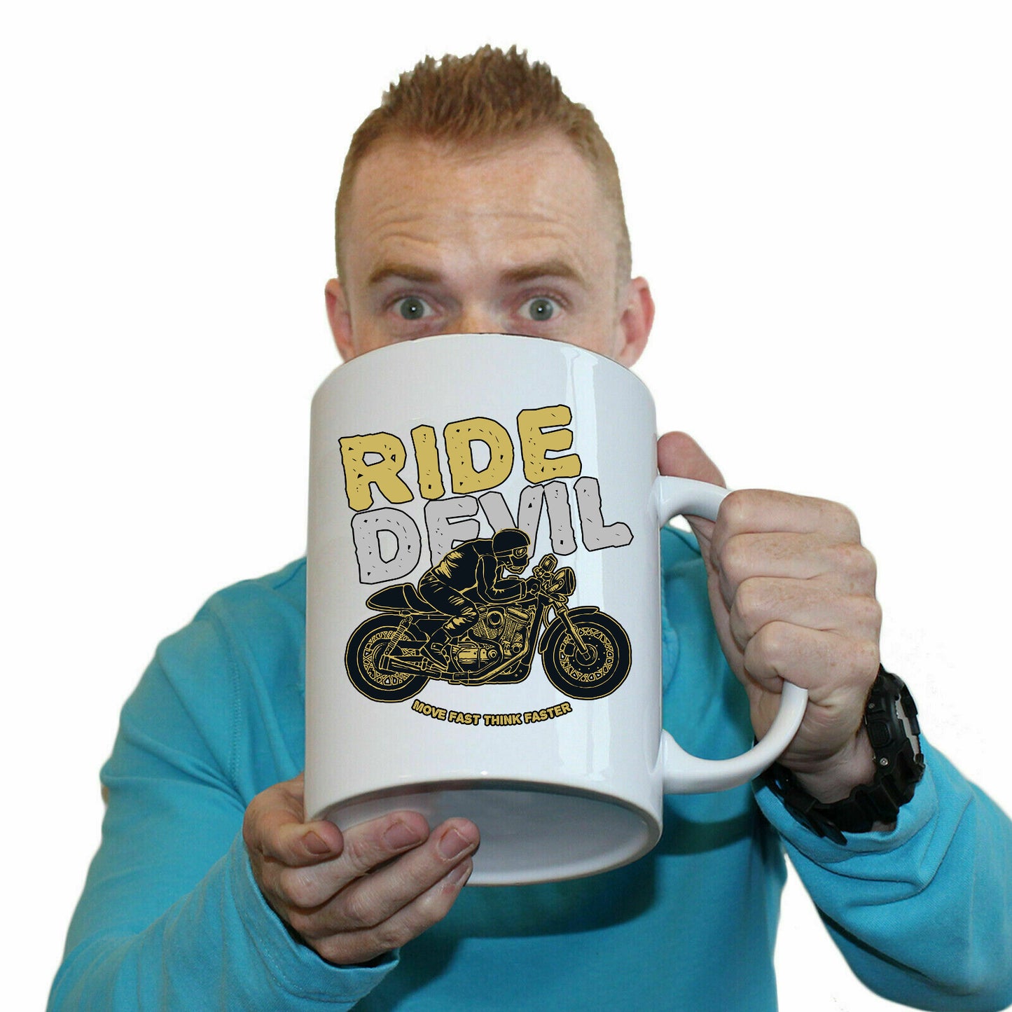 Ride Devil Move Fast Motorbike Motorcycle - Funny Giant 2 Litre Mug